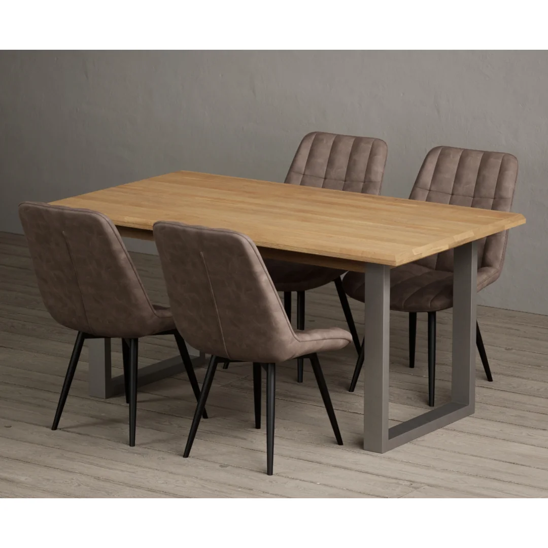 Parker 160cm Solid Oak Dining Table with 4 Brown Larson Chairs – image 3