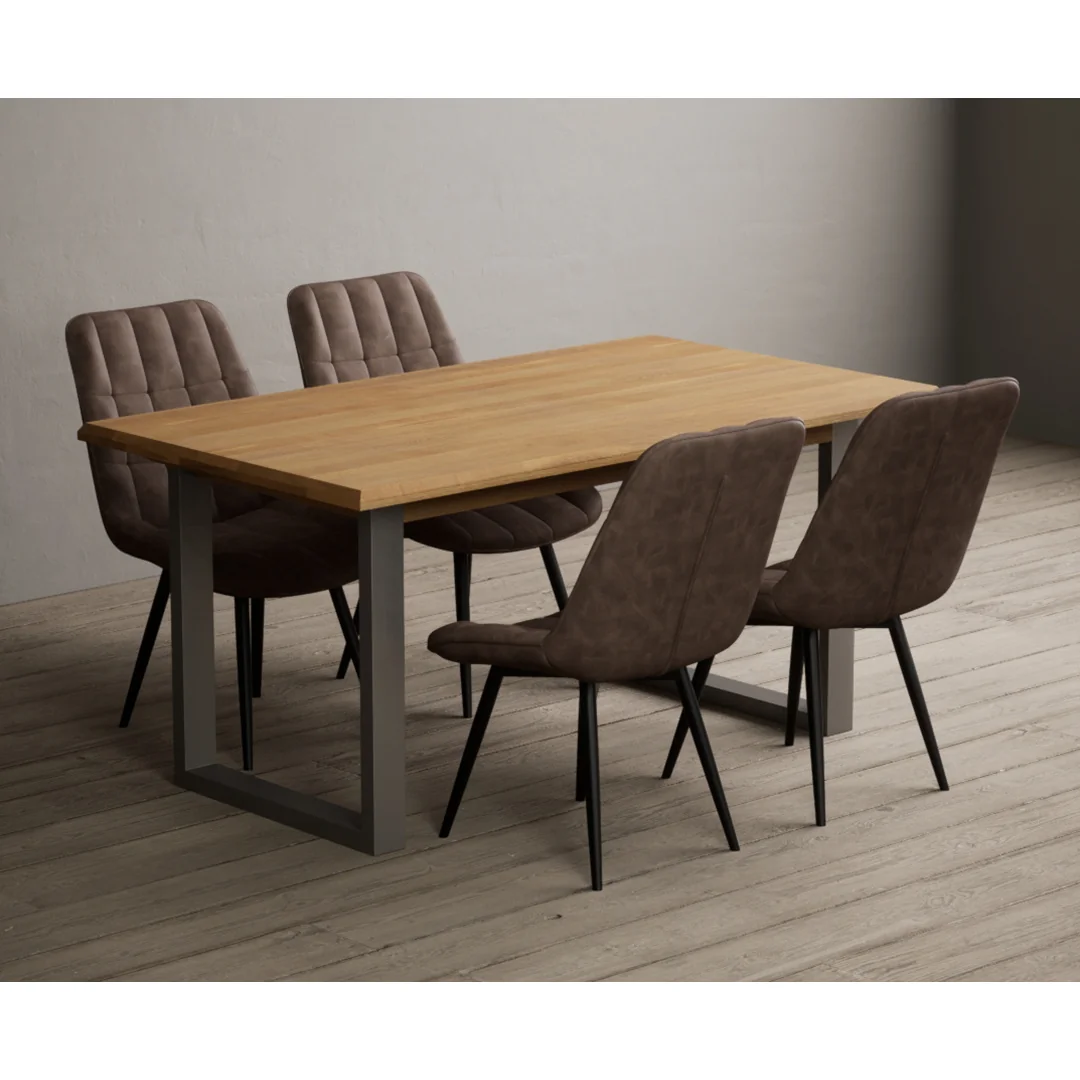Parker 160cm Solid Oak Dining Table with 4 Brown Larson Chairs – image 5