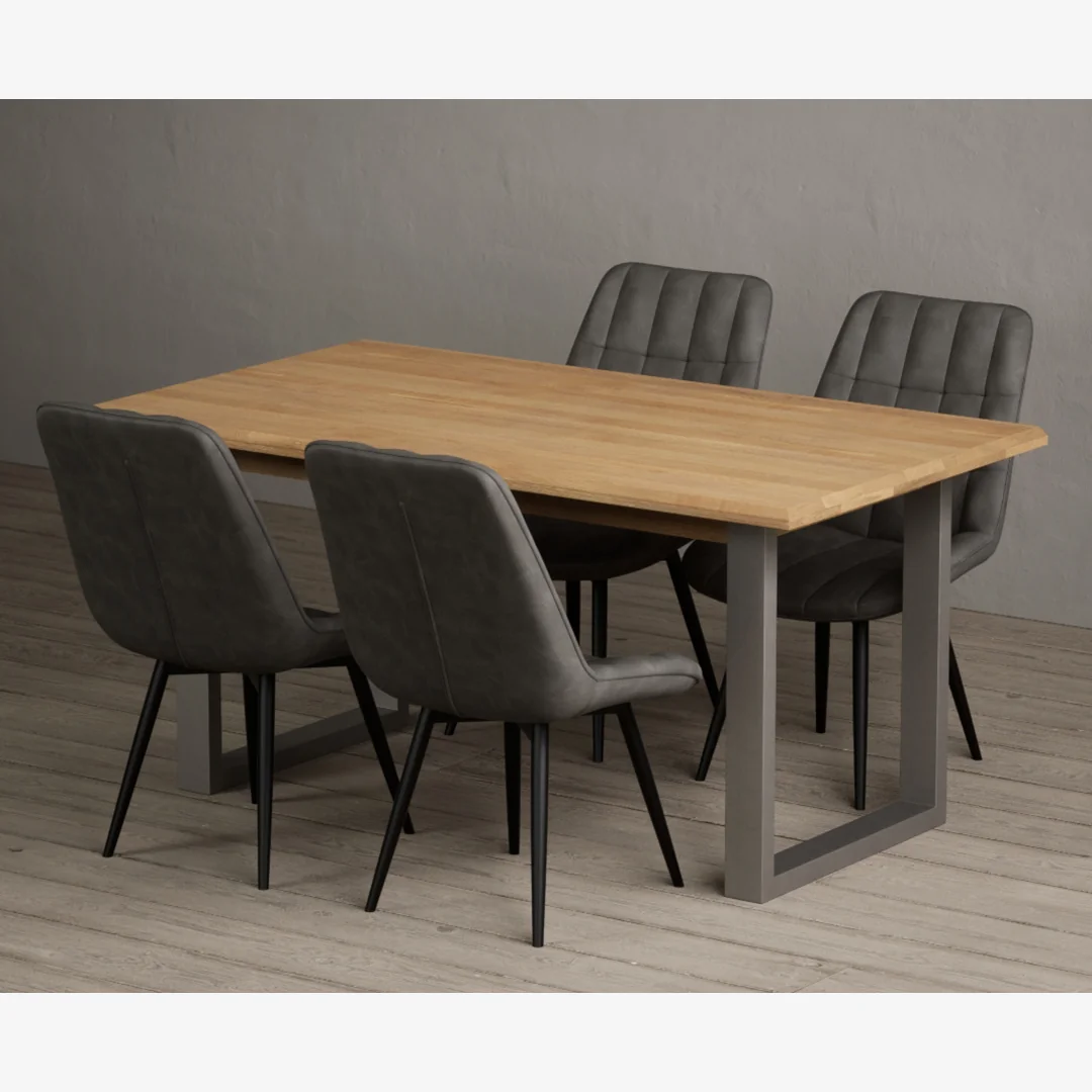 Parker 160cm Solid Oak Dining Table with 4 Brown Larson Chairs – image 1