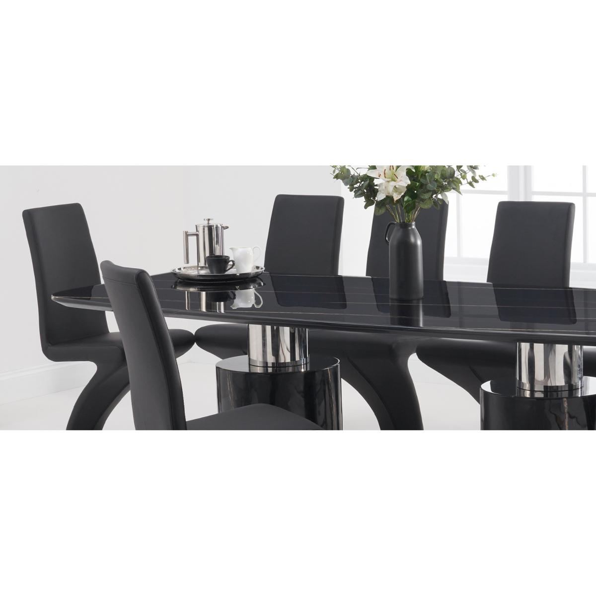 Antonio 180cm Black Marble Dining Table With 6 Ivory White Hampstead Z Chairs – image 11