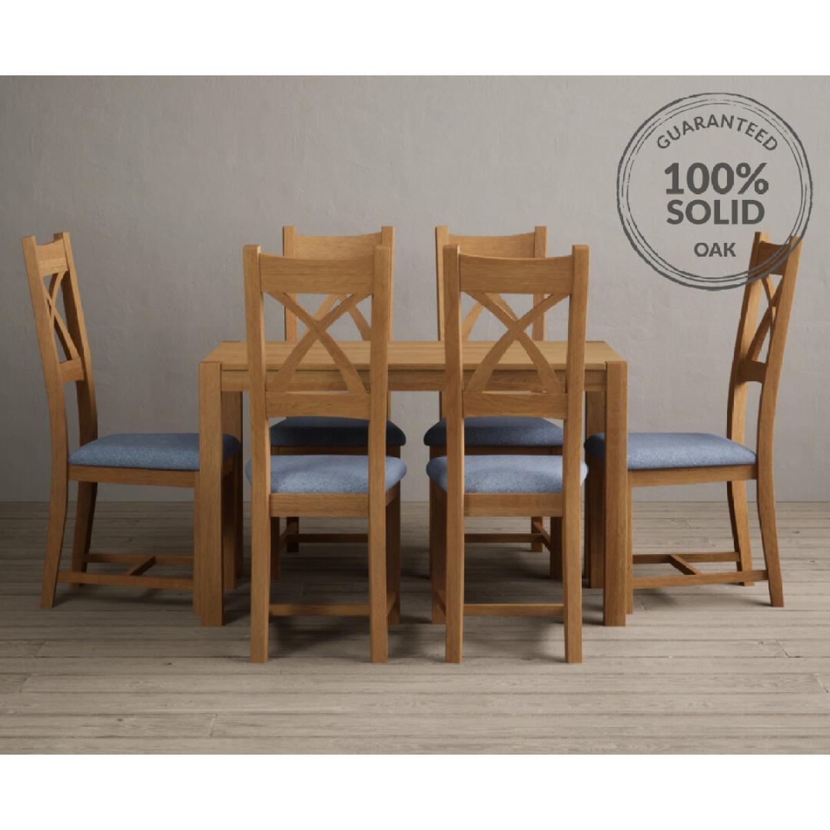 York 120cm Solid Oak Dining Table  With 4 Charcoal Grey X Back Chairs – image 11