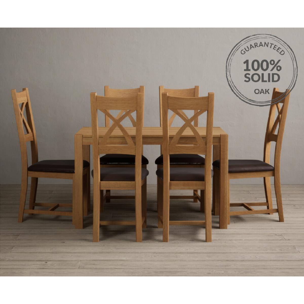 York 120cm Solid Oak Dining Table  With 4 Charcoal Grey X Back Chairs – image 12