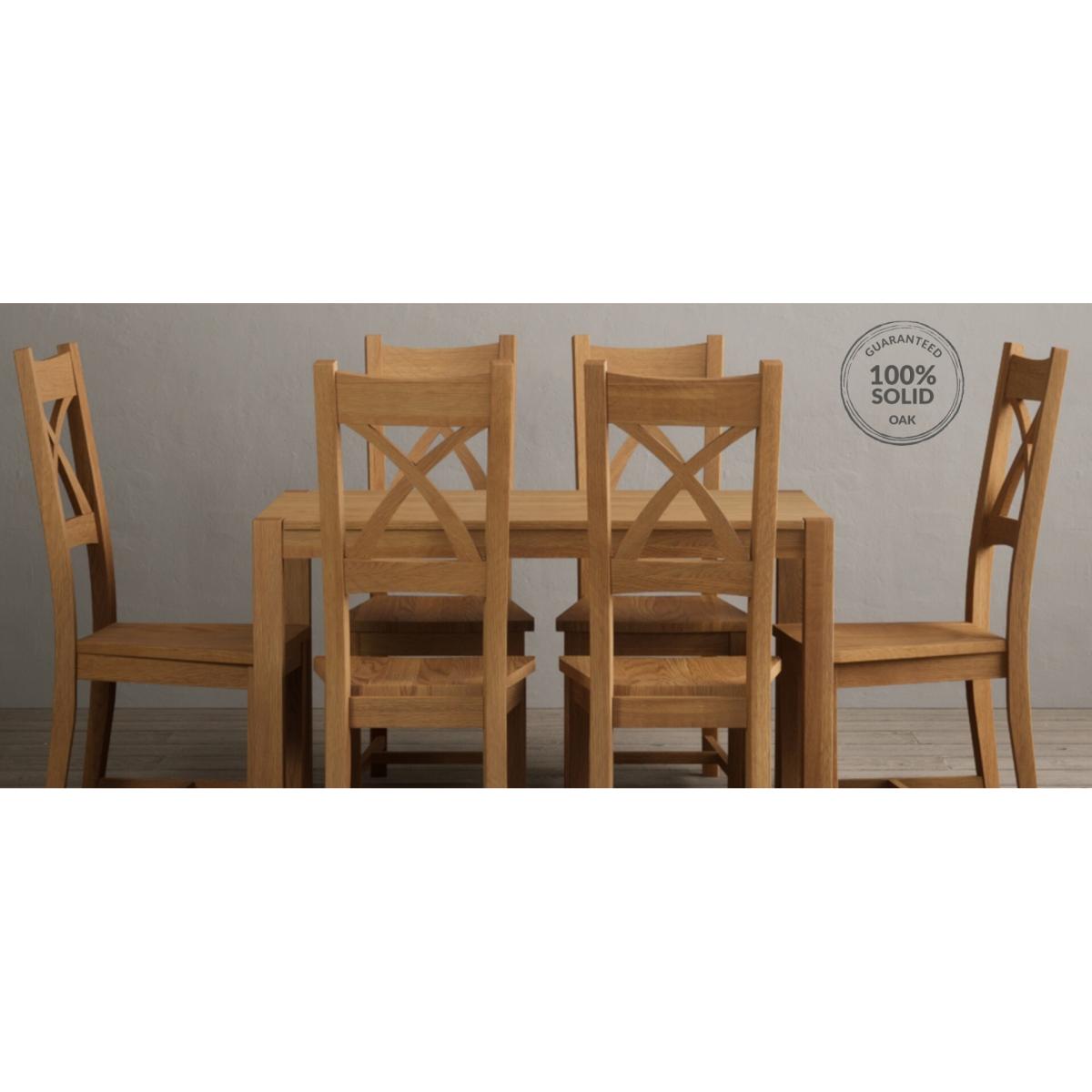 York 120cm Solid Oak Dining Table  With 4 Charcoal Grey X Back Chairs – image 21