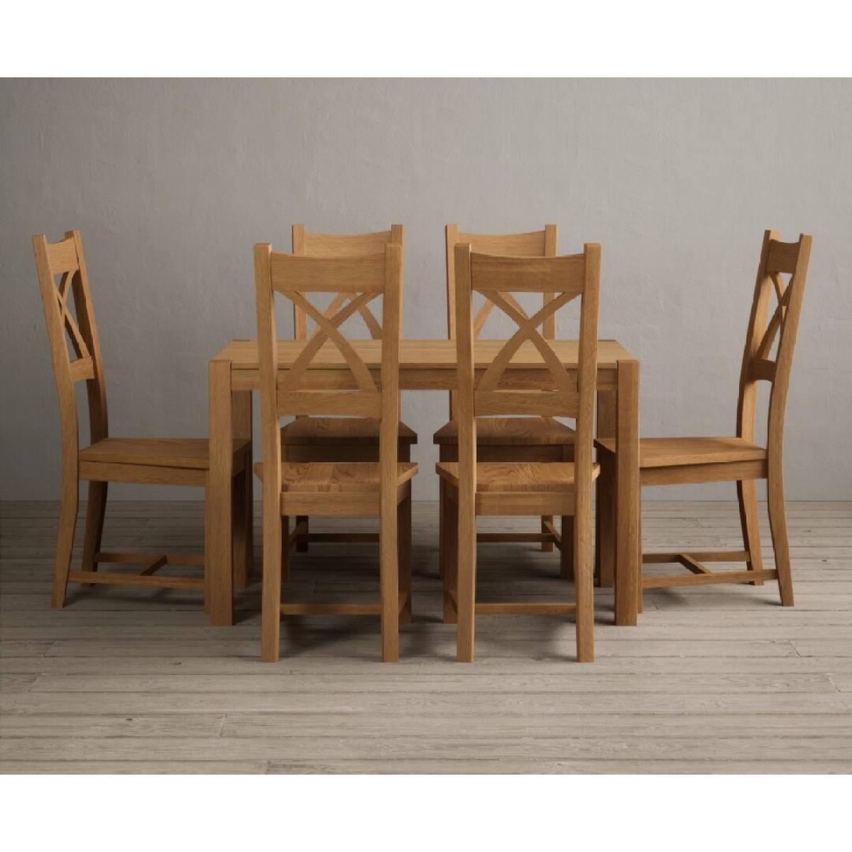 York 120cm Solid Oak Dining Table  With 4 Charcoal Grey X Back Chairs – image 4