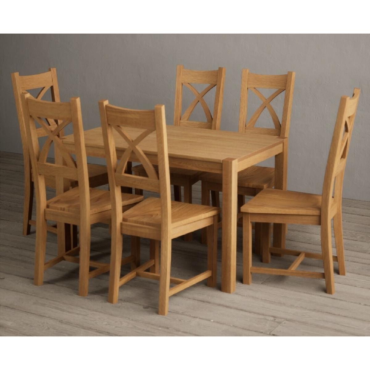 York 120cm Solid Oak Dining Table  With 4 Charcoal Grey X Back Chairs – image 5