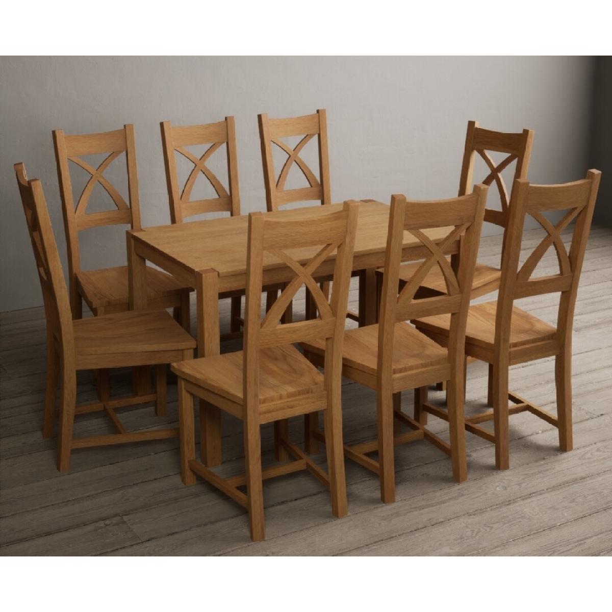 York 120cm Solid Oak Dining Table  With 4 Charcoal Grey X Back Chairs – image 7