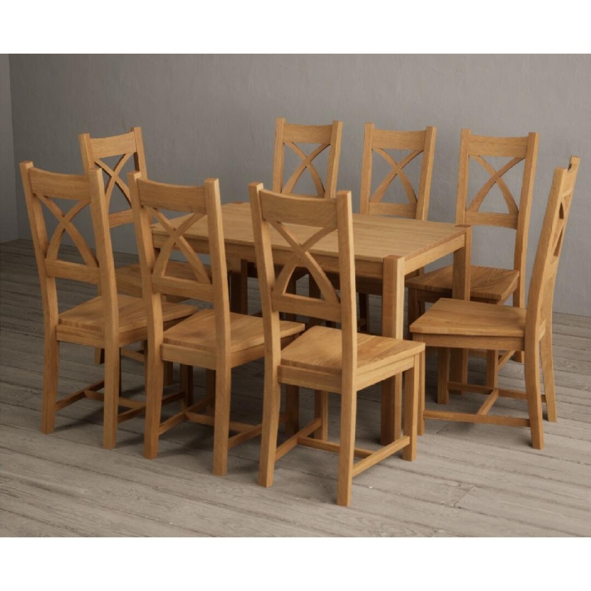York 120cm Solid Oak Dining Table  With 4 Charcoal Grey X Back Chairs – image 8
