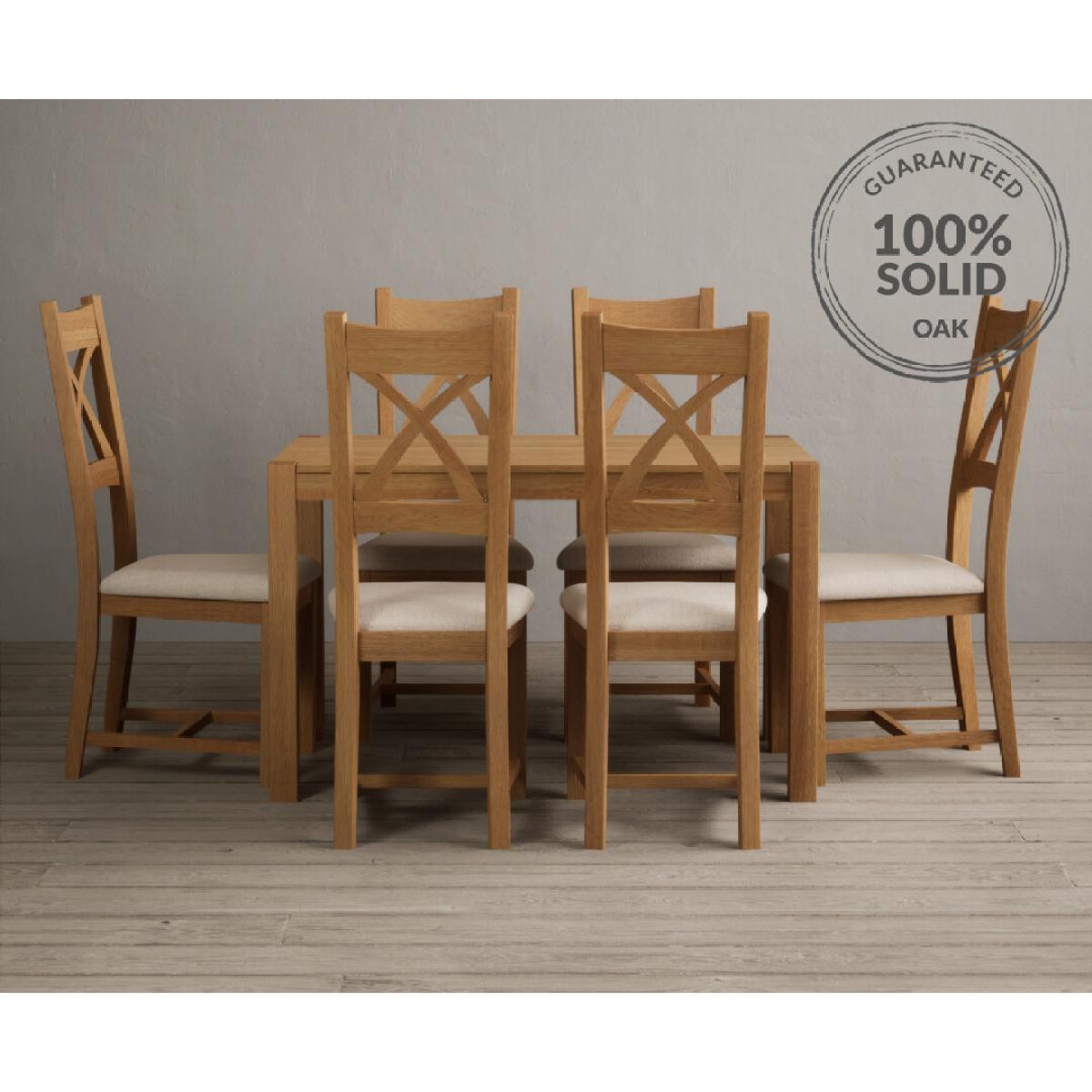 York 120cm Solid Oak Dining Table  With 4 Charcoal Grey X Back Chairs – image 10