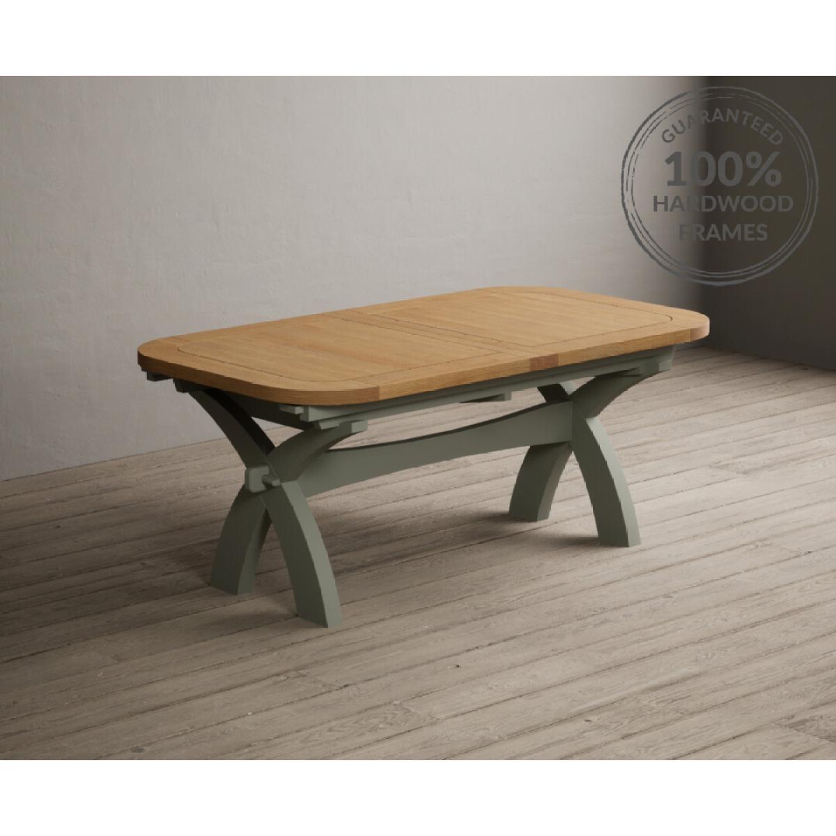 Extending Olympia 180cm Oak and Soft Green Painted Dining Table with 6 Blue Chairs – image 114