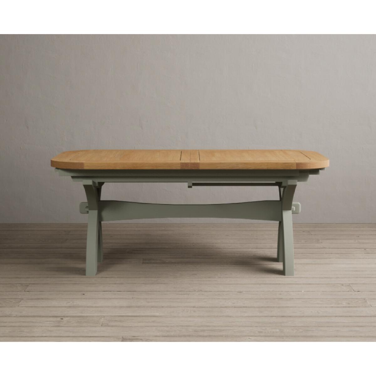 Extending Olympia 180cm Oak and Soft Green Painted Dining Table with 6 Blue Chairs – image 117