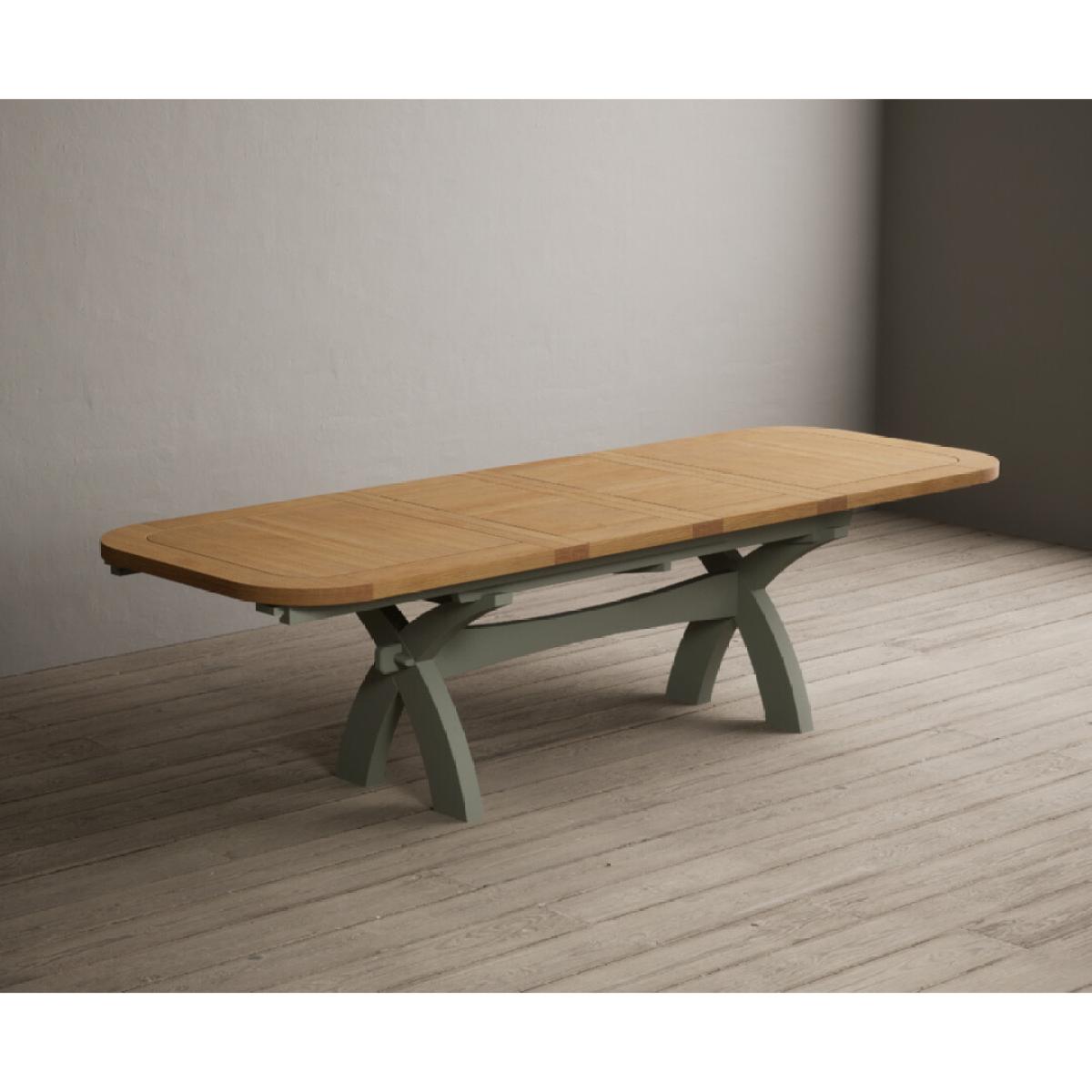 Extending Olympia 180cm Oak and Soft Green Painted Dining Table with 6 Blue Chairs – image 121