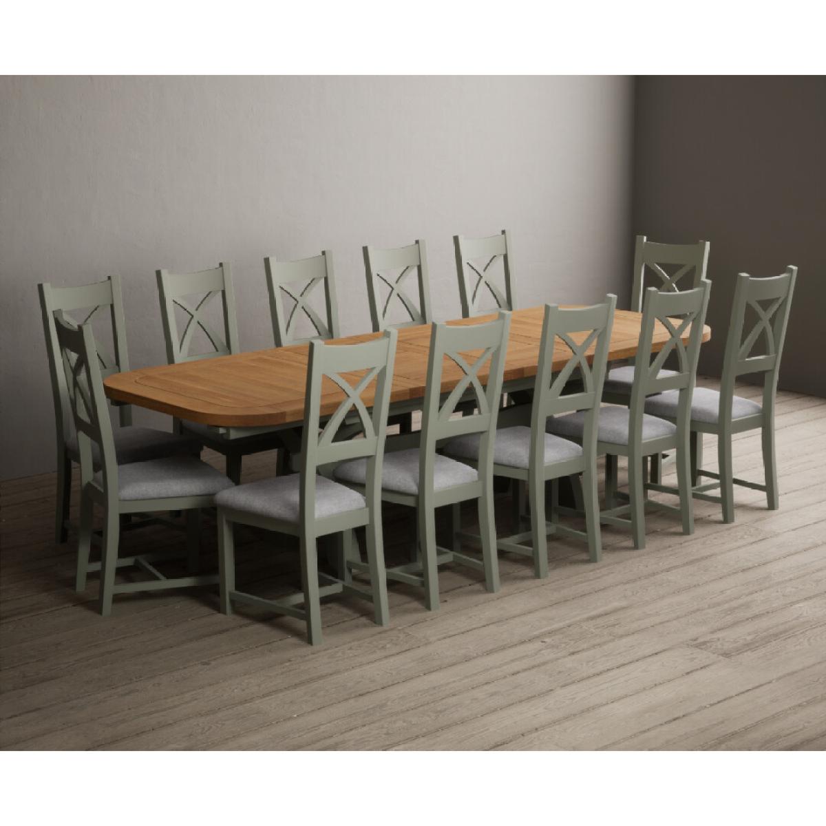 Extending Olympia 180cm Oak and Soft Green Painted Dining Table with 6 Blue Chairs – image 66