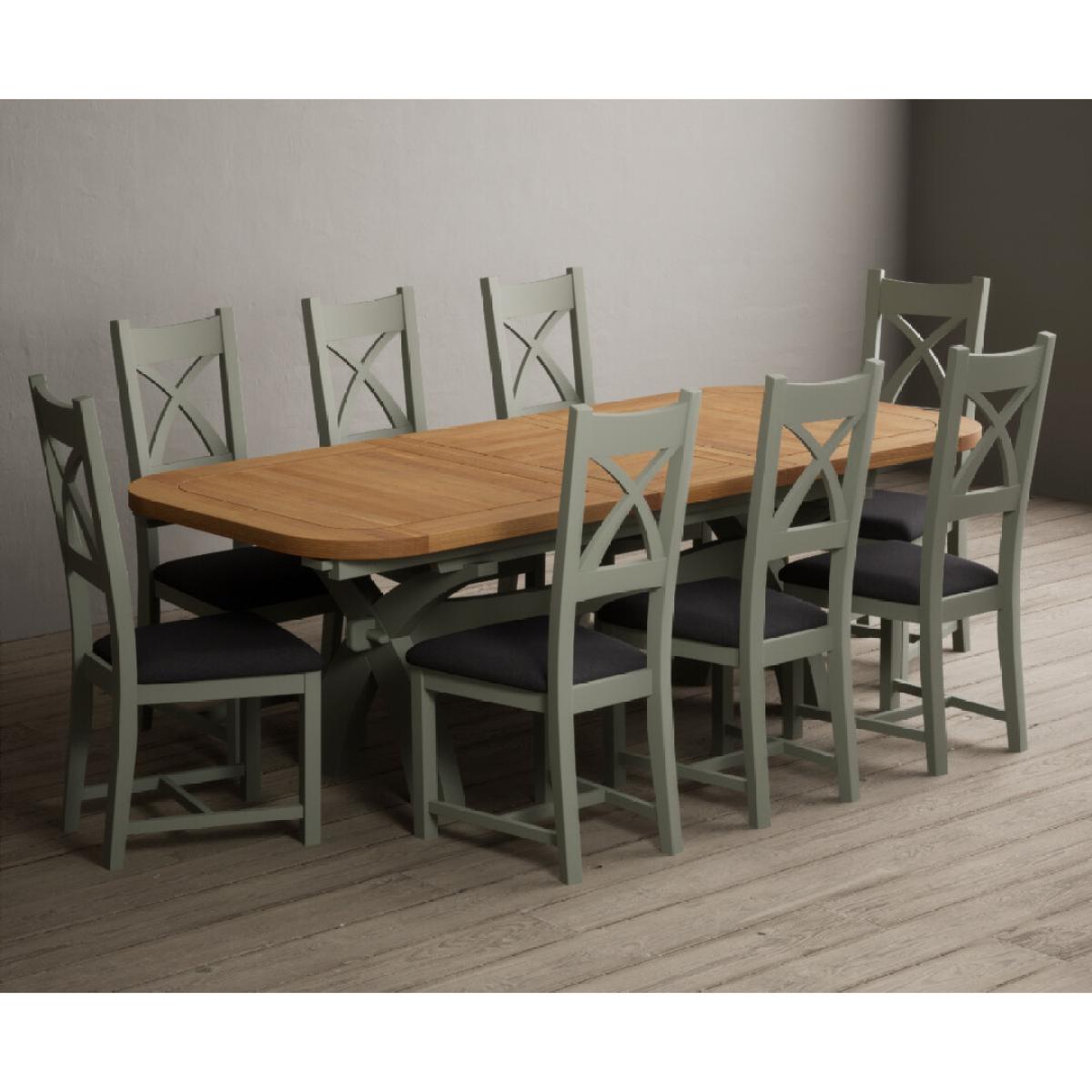 Extending Olympia 180cm Oak and Soft Green Painted Dining Table with 6 Blue Chairs – image 74