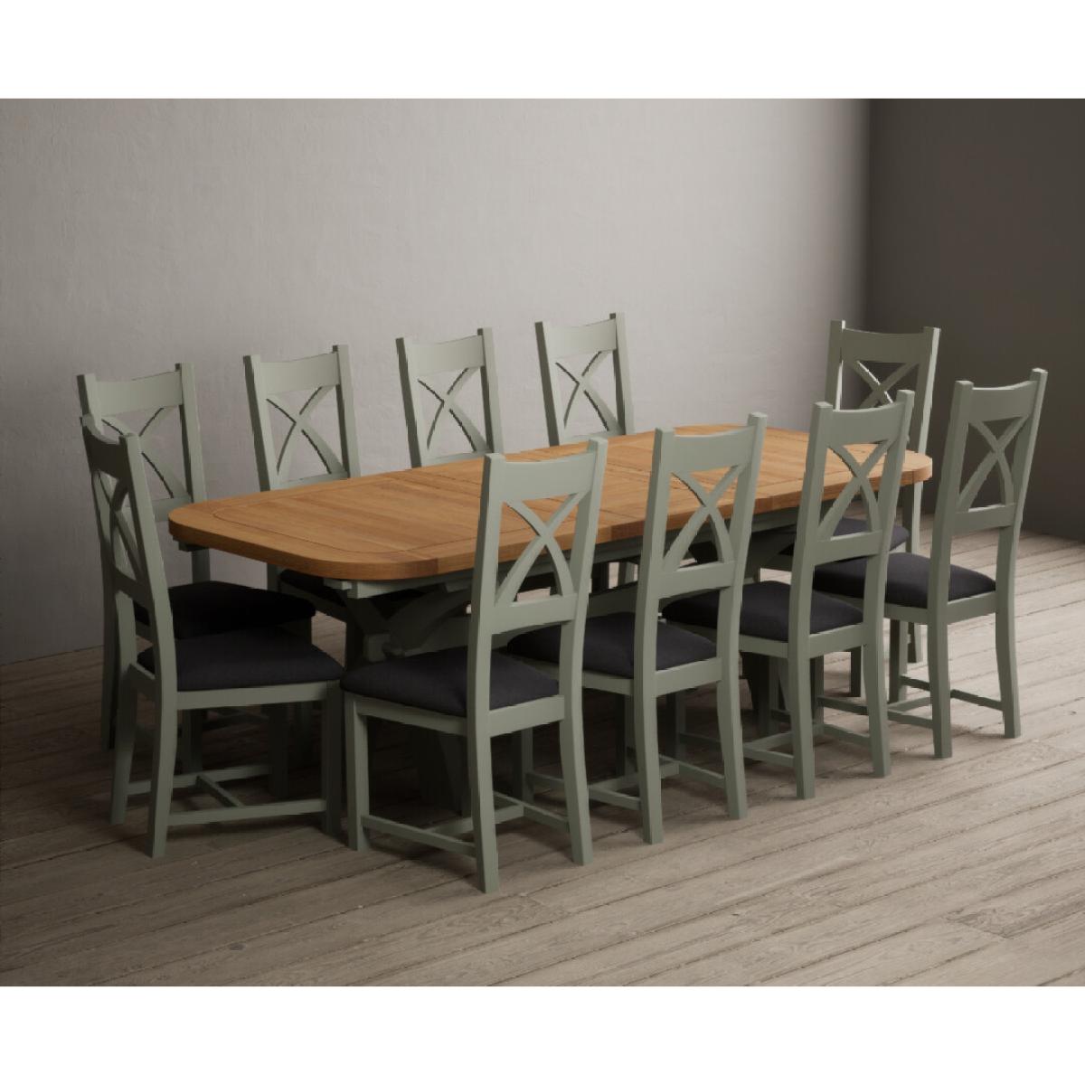 Extending Olympia 180cm Oak and Soft Green Painted Dining Table with 6 Blue Chairs – image 77