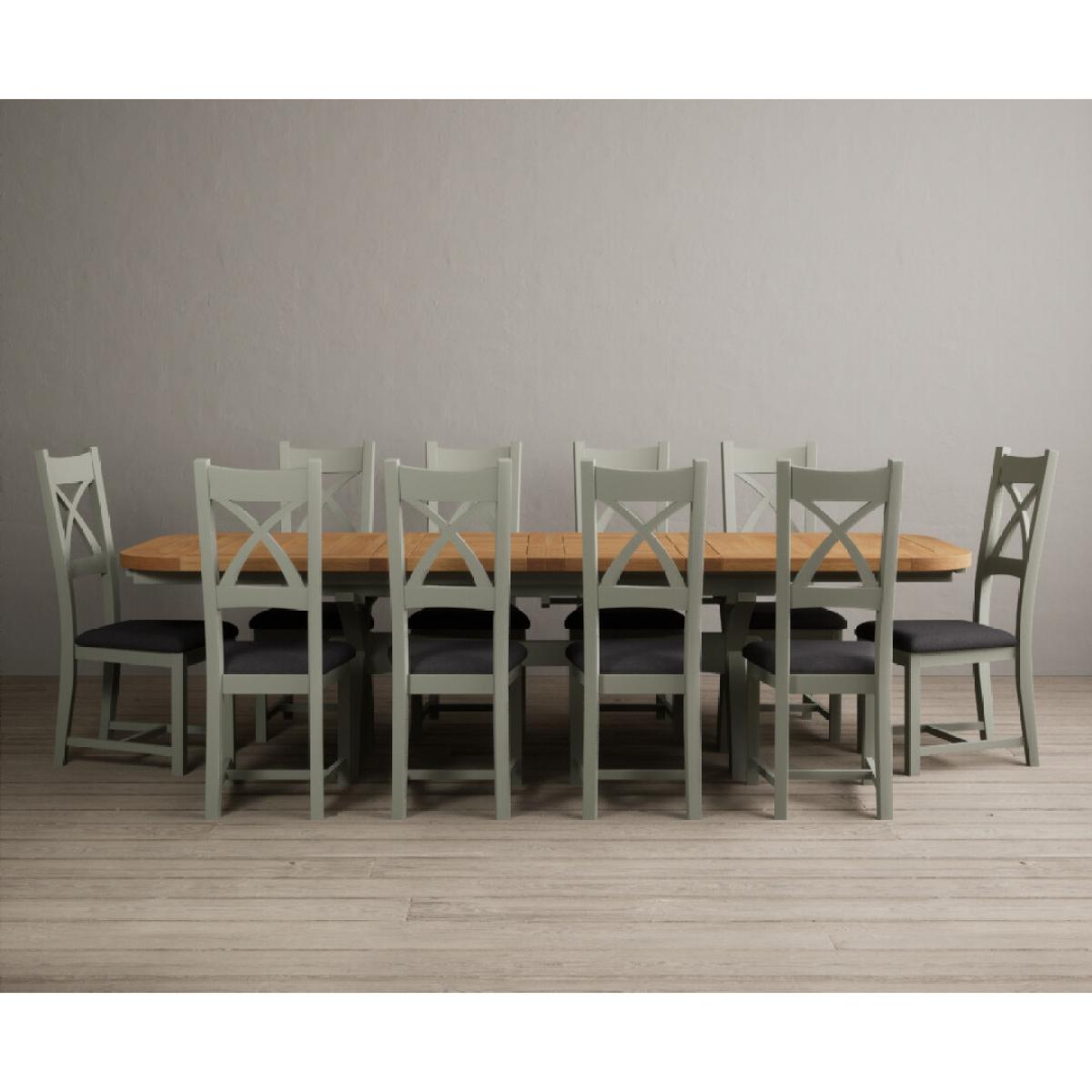 Extending Olympia 180cm Oak and Soft Green Painted Dining Table with 6 Blue Chairs – image 79