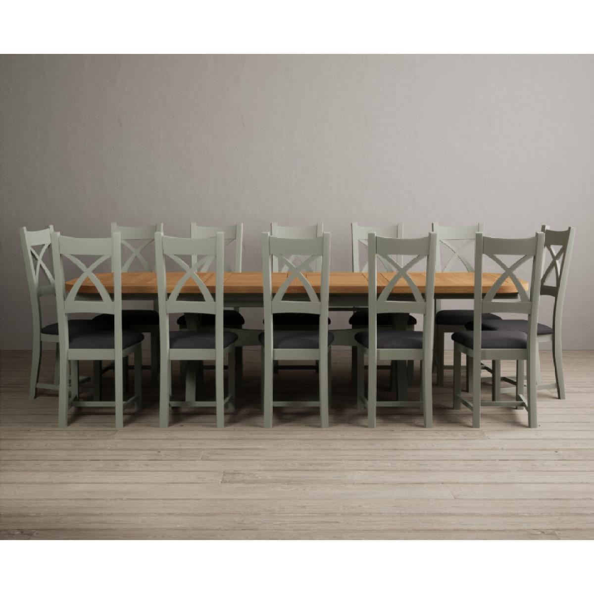 Extending Olympia 180cm Oak and Soft Green Painted Dining Table with 6 Blue Chairs – image 82