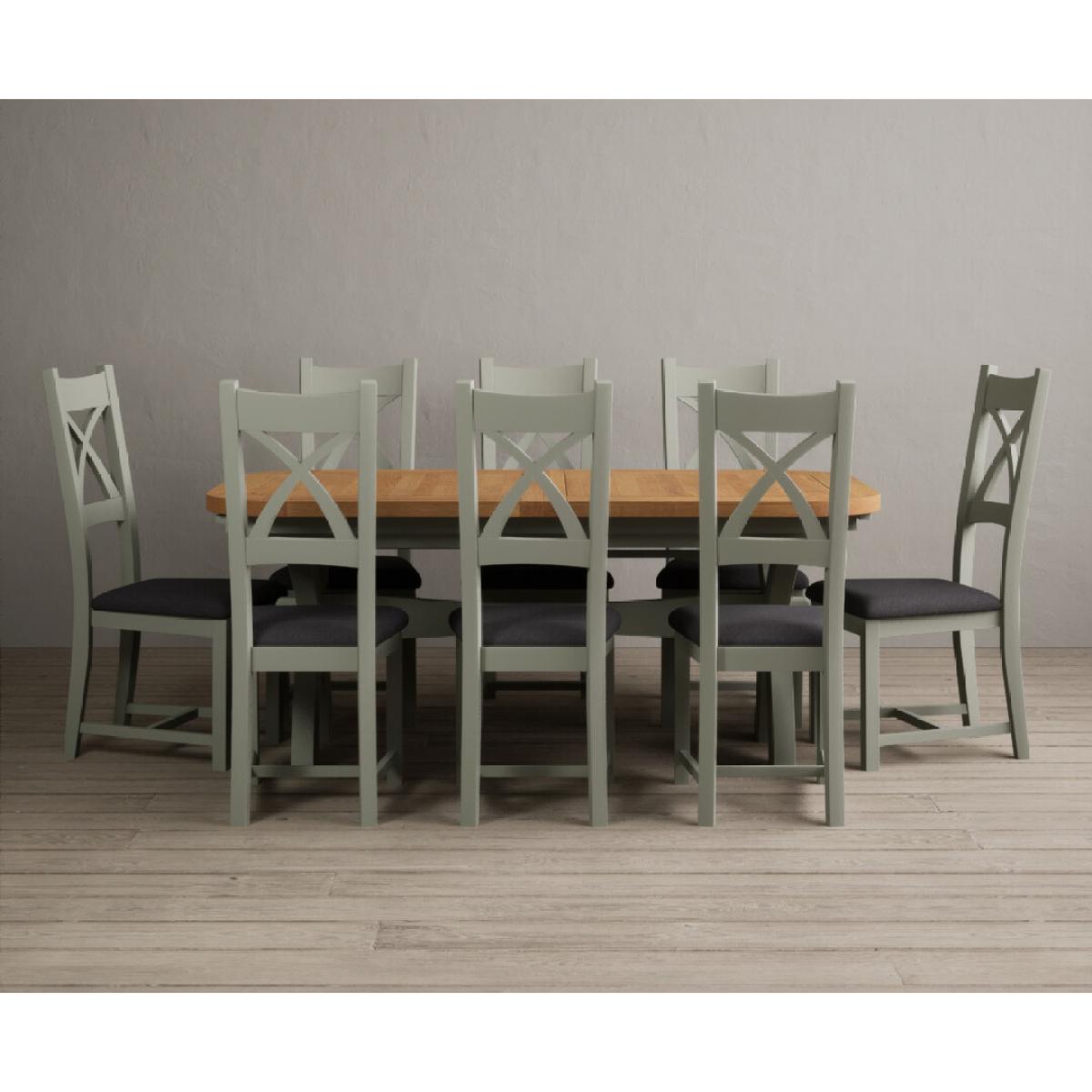 Extending Olympia 180cm Oak and Soft Green Painted Dining Table with 6 Blue Chairs – image 88