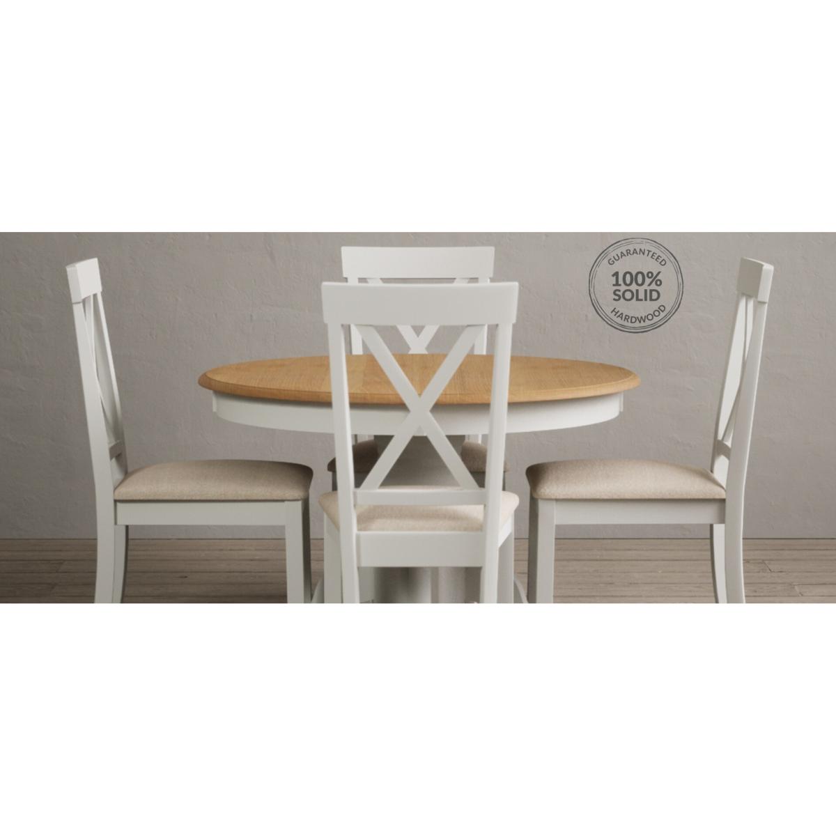 Hertford 120cm Oak and Signal White Painted Round Pedestal Table With 6 Oak Hertford Chairs – image 8