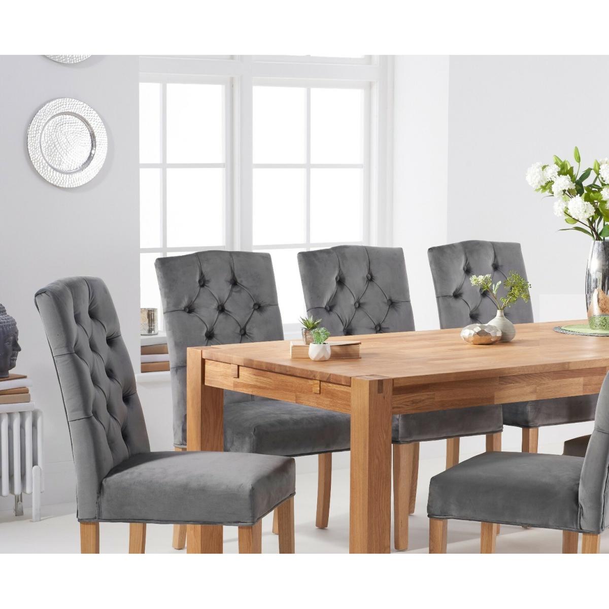 Ex-display Verona 180cm Solid Oak Dining Table with 6 GREY Claudia Chairs – image 2
