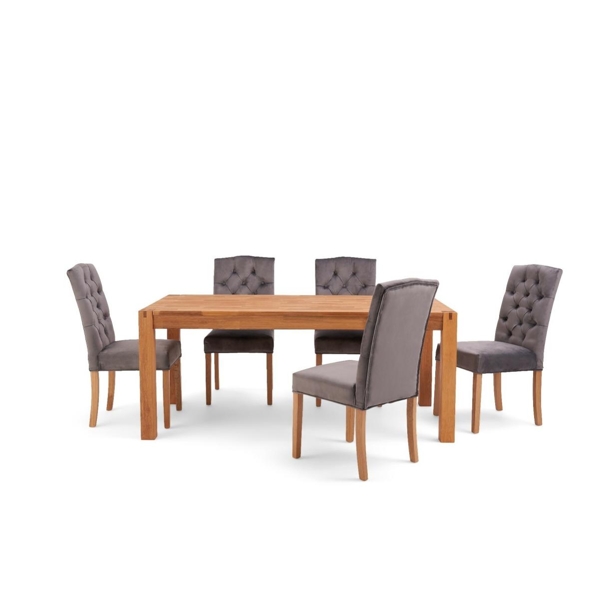 Ex-display Verona 180cm Solid Oak Dining Table with 6 GREY Claudia Chairs – image 6