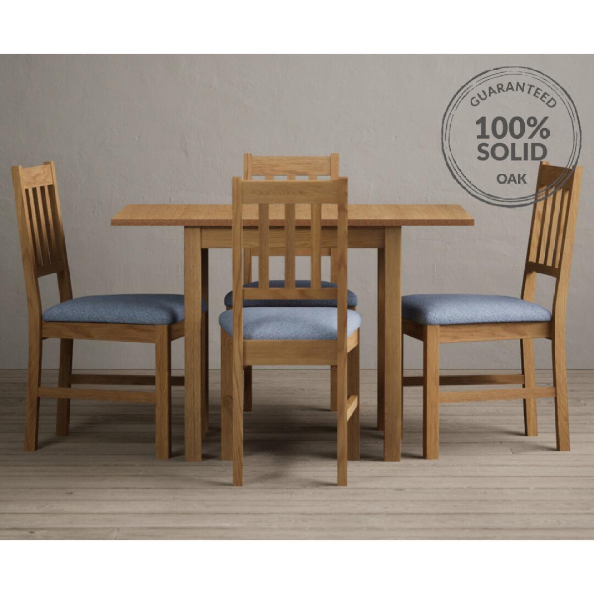 Extending York 70cm Solid Oak Dining Table With 4 Linen York Chairs – image 2