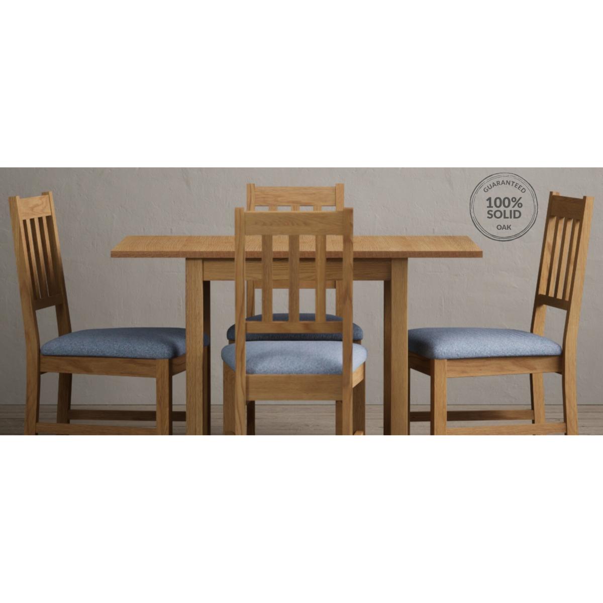 Extending York 70cm Solid Oak Dining Table With 4 Linen York Chairs – image 19