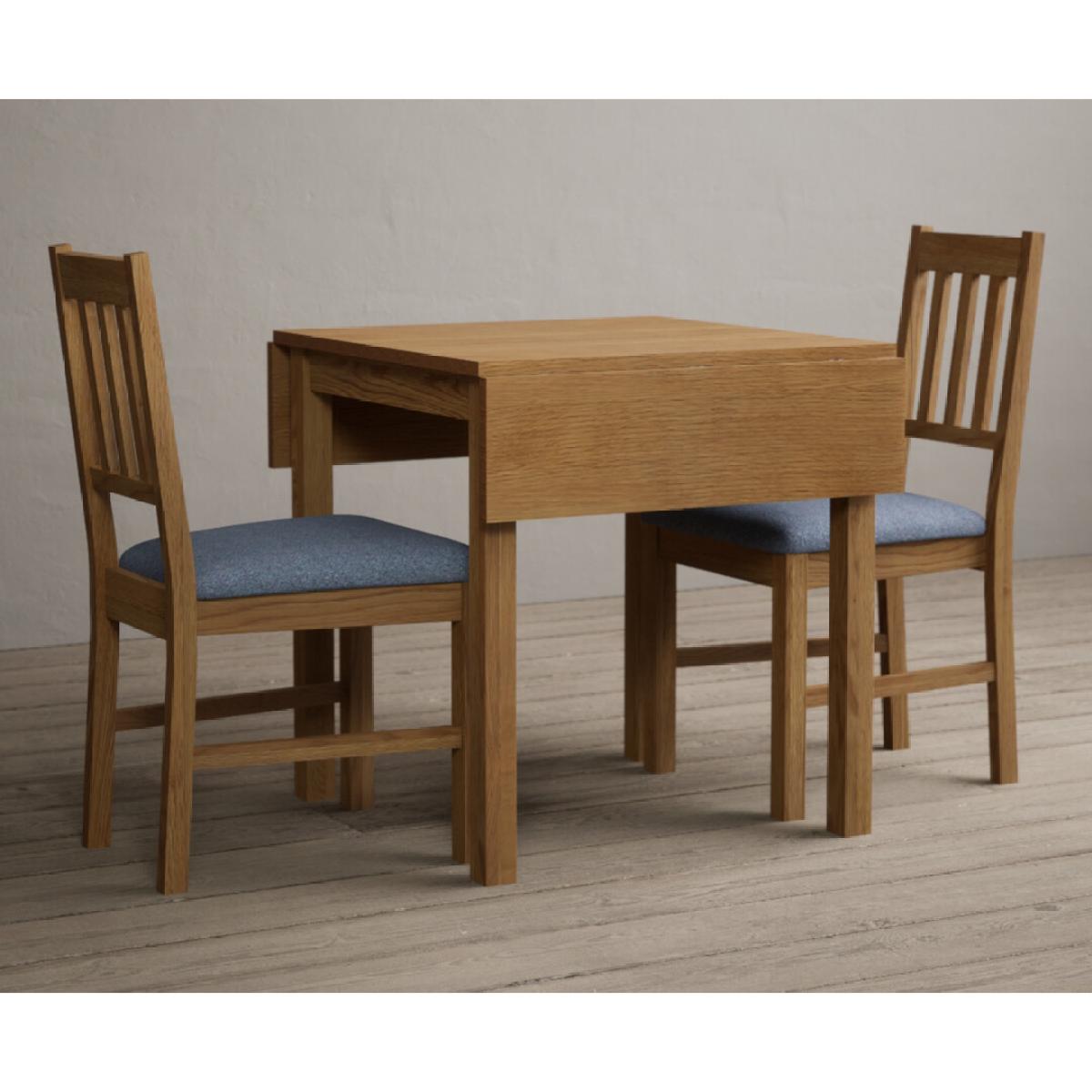 Extending York 70cm Solid Oak Dining Table With 4 Linen York Chairs – image 4