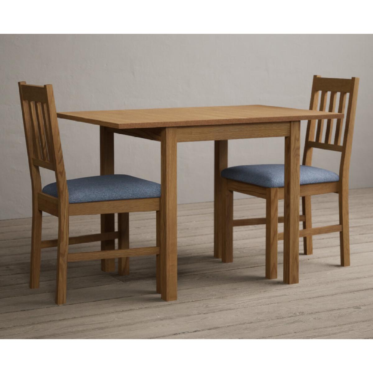 Extending York 70cm Solid Oak Dining Table With 4 Linen York Chairs – image 5