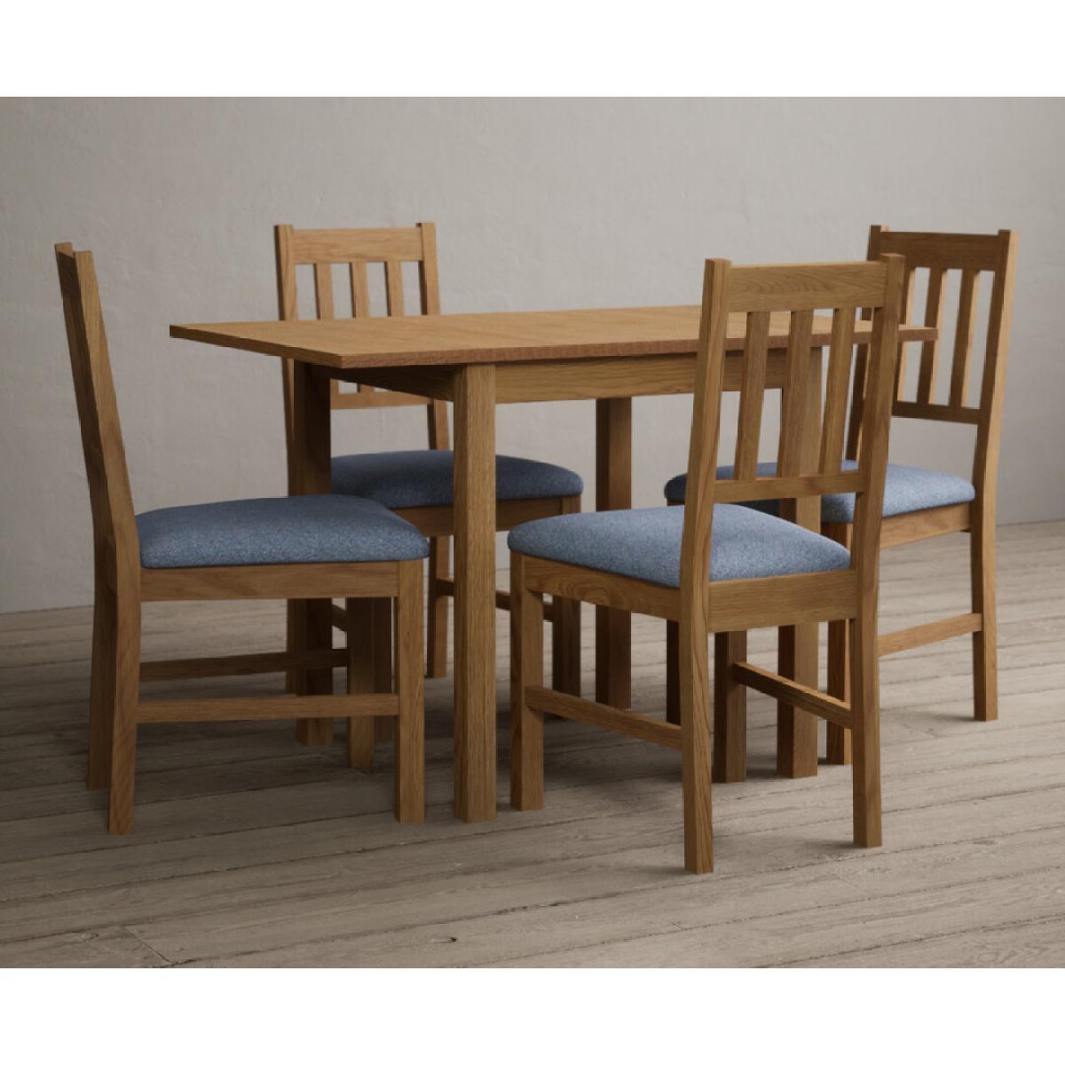 Extending York 70cm Solid Oak Dining Table With 4 Linen York Chairs – image 6