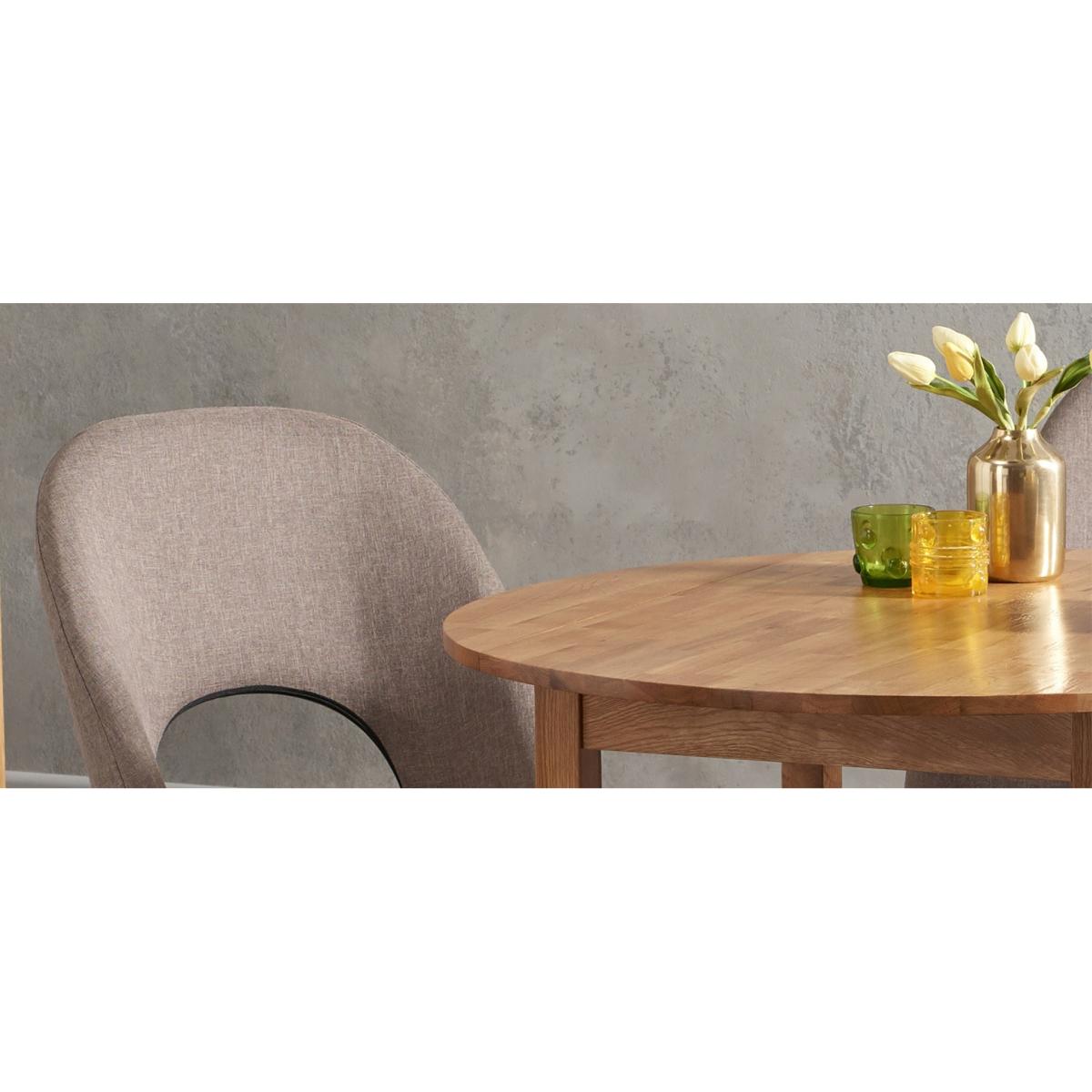York 90cm Solid Oak Drop Leaf Extending Dining Table With 2 Grey Hudson Fabric Chairs – image 5