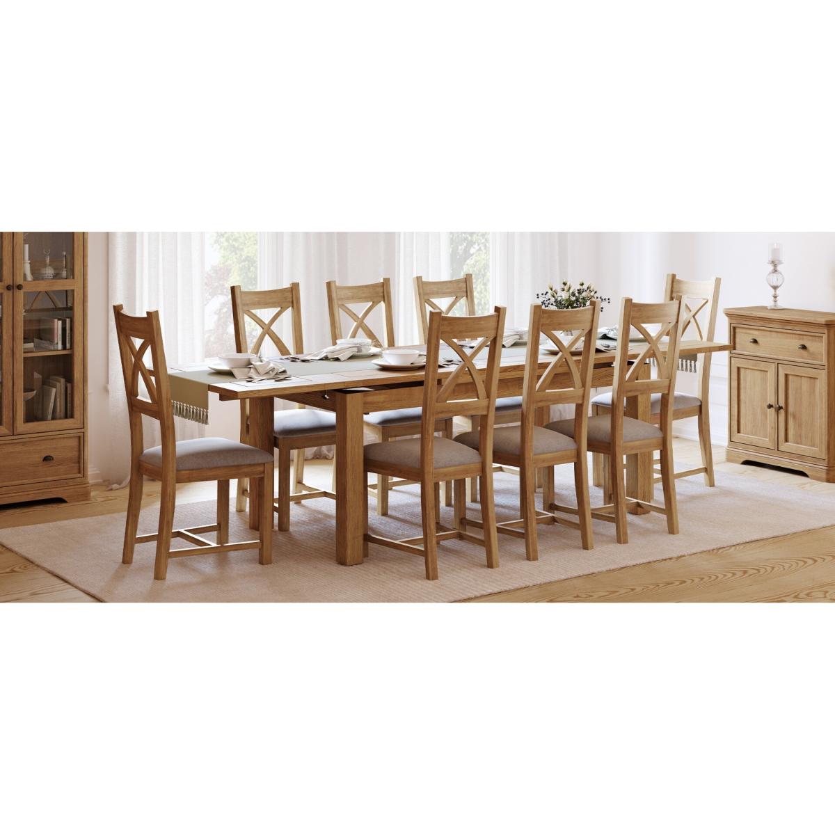 Extending Buxton 140cm Solid Oak Dining Table with 6 Charcoal Grey Natural Chairs – image 31