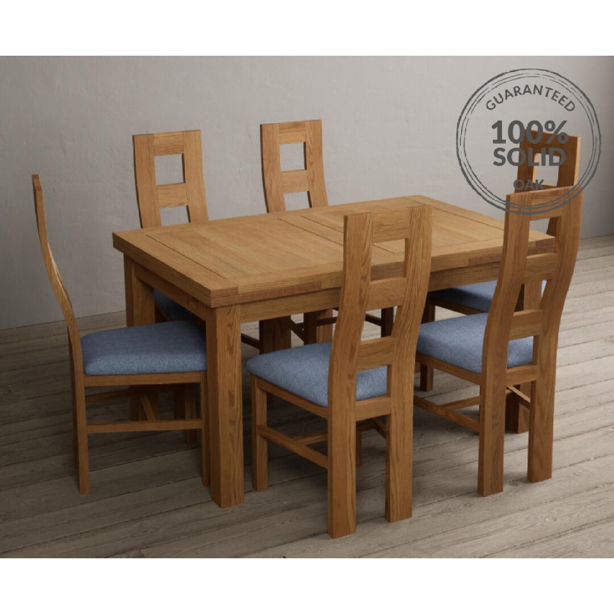 Extending Buxton 140cm Solid Oak Dining Table with 6 Charcoal Grey Natural Chairs – image 9