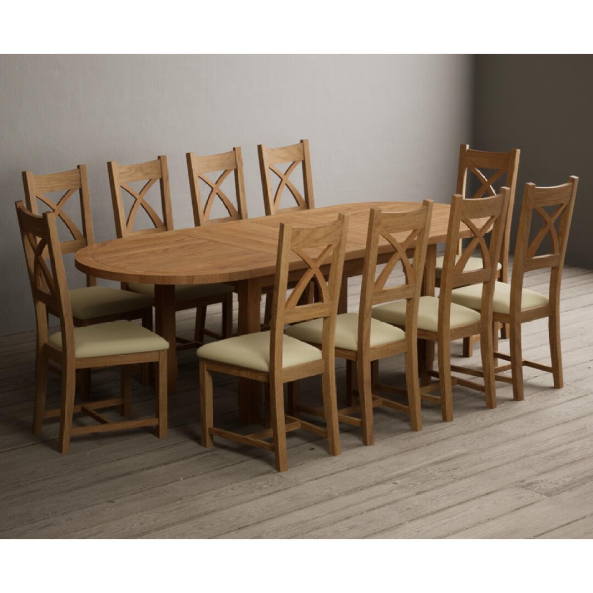 Extending Caversham Oak Oval Dining Table with 10 Black Natural Solid Oak Chairs – image 12