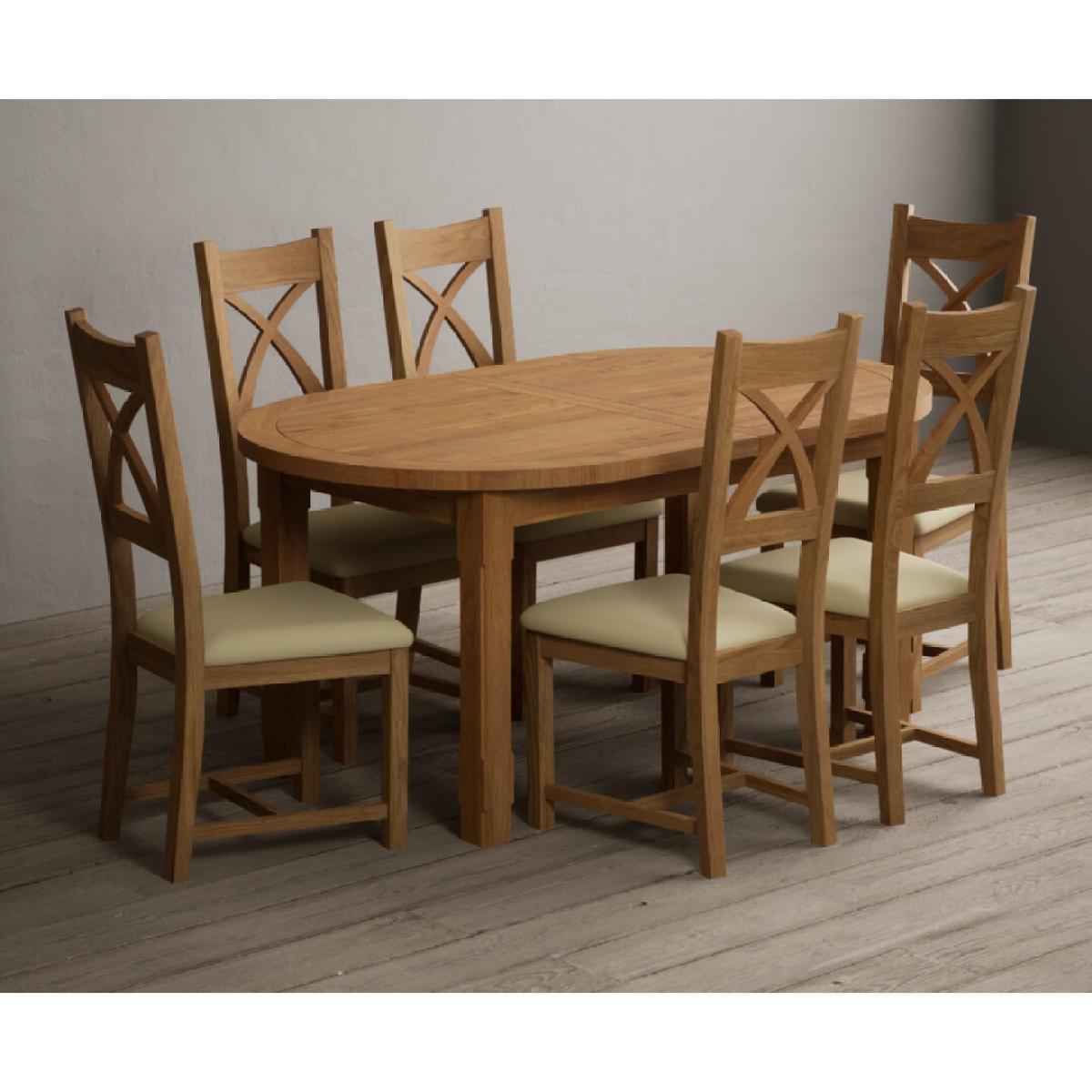 Extending Caversham Oak Oval Dining Table with 10 Black Natural Solid Oak Chairs – image 3