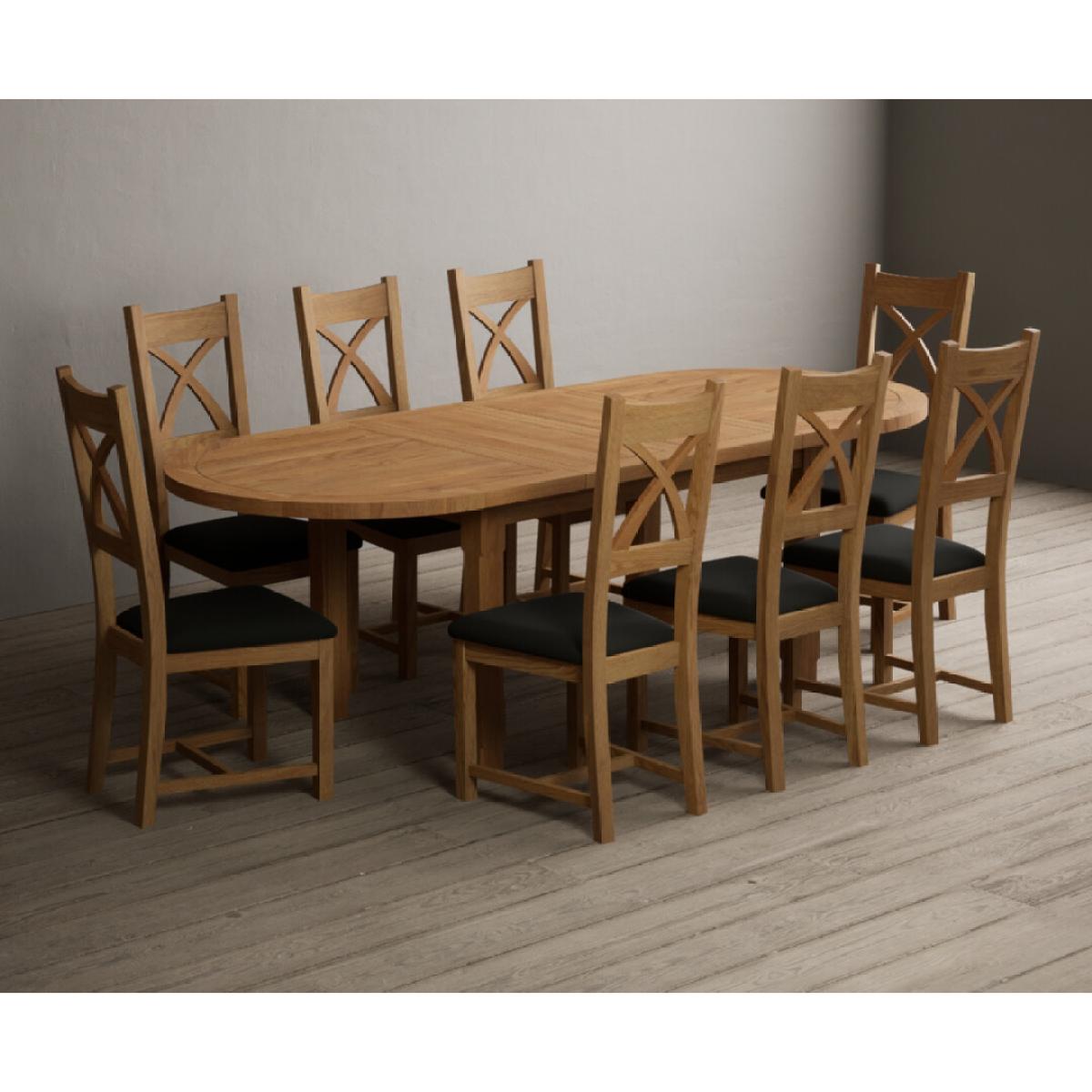 Extending Caversham Oak Oval Dining Table with 10 Black Natural Solid Oak Chairs – image 22