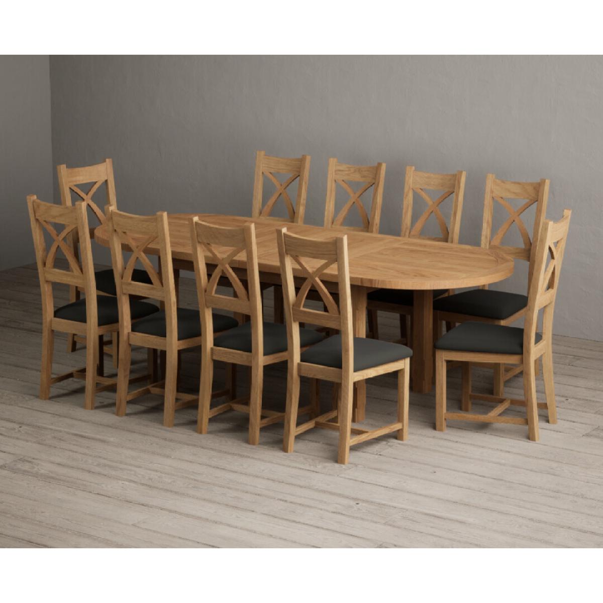 Extending Caversham Oak Oval Dining Table with 10 Black Natural Solid Oak Chairs – image 23