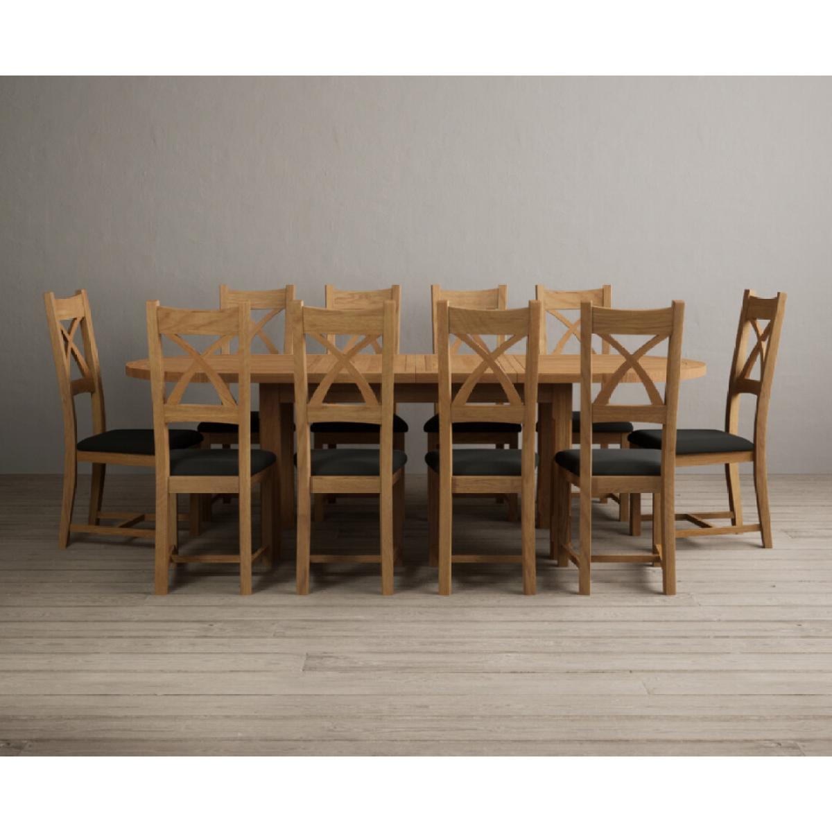 Extending Caversham Oak Oval Dining Table with 10 Black Natural Solid Oak Chairs – image 24