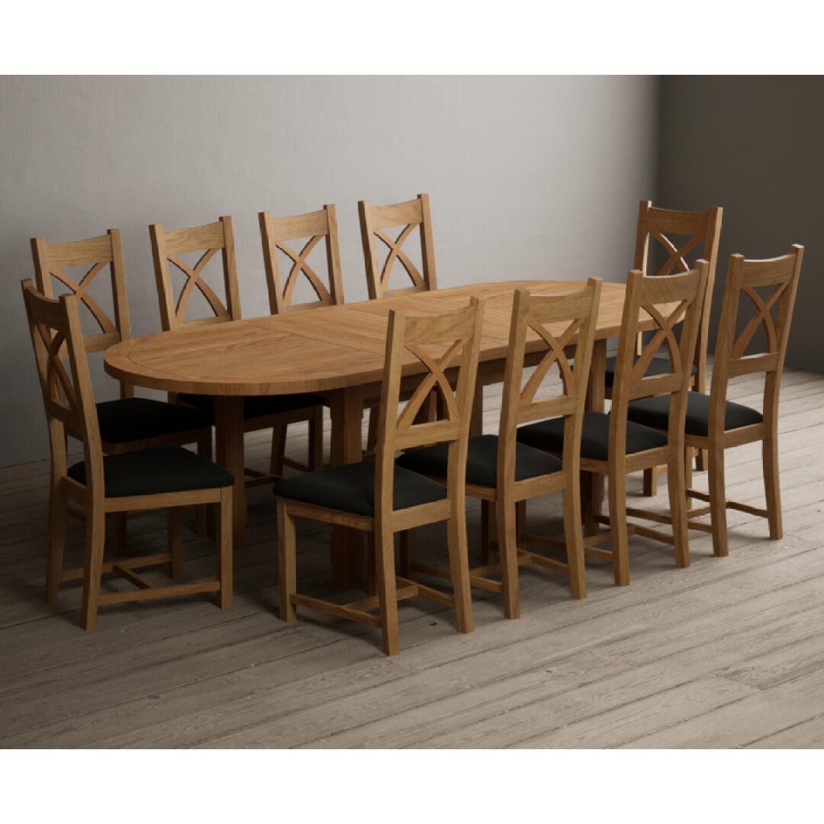 Extending Caversham Oak Oval Dining Table with 10 Black Natural Solid Oak Chairs – image 25