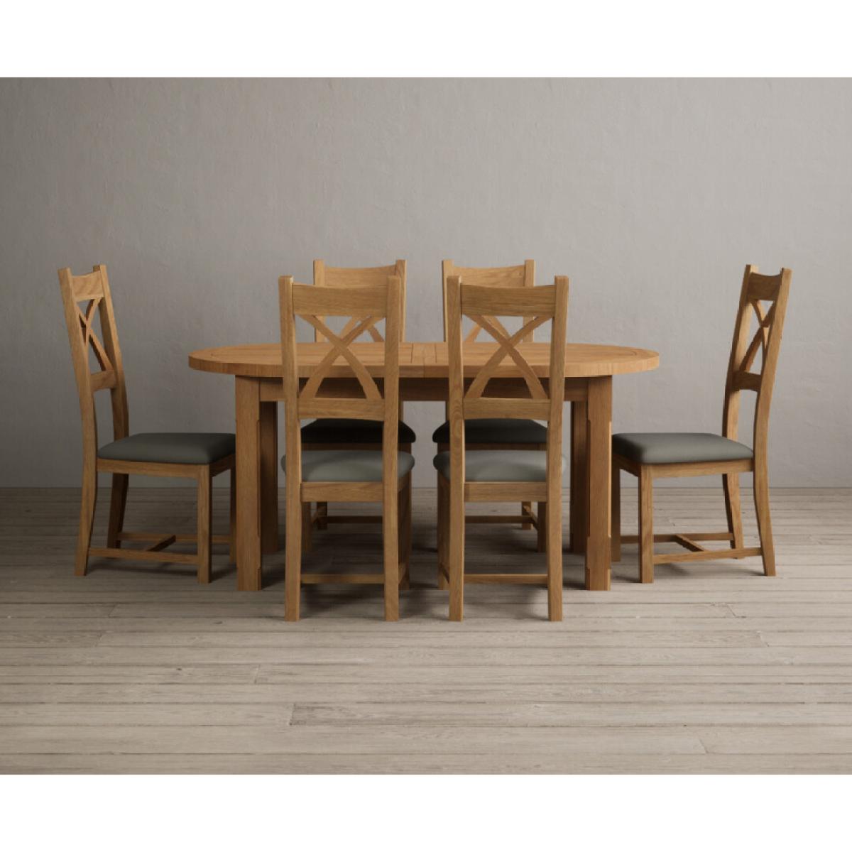 Extending Caversham Oak Oval Dining Table with 10 Black Natural Solid Oak Chairs – image 29