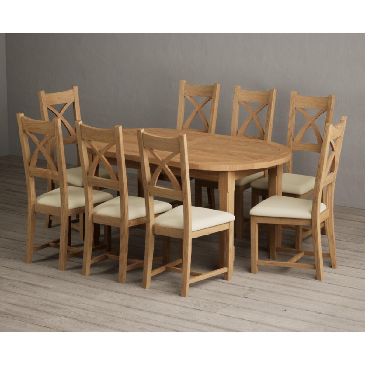 Extending Caversham Oak Oval Dining Table with 10 Black Natural Solid Oak Chairs – image 4