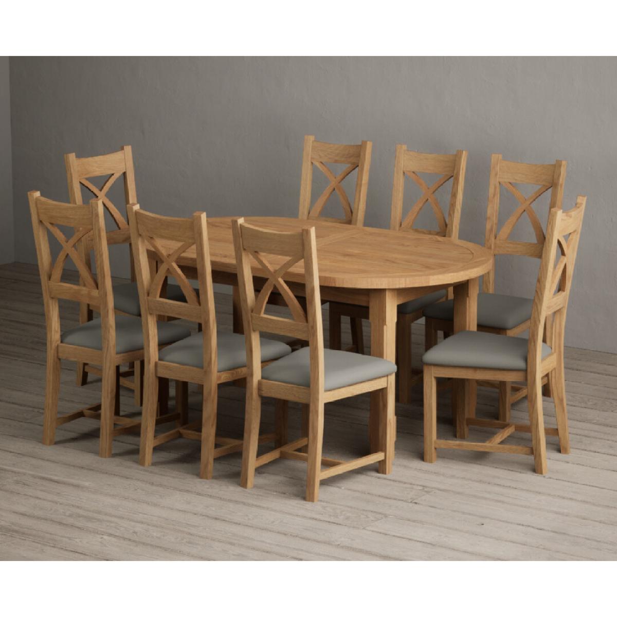 Extending Caversham Oak Oval Dining Table with 10 Black Natural Solid Oak Chairs – image 31