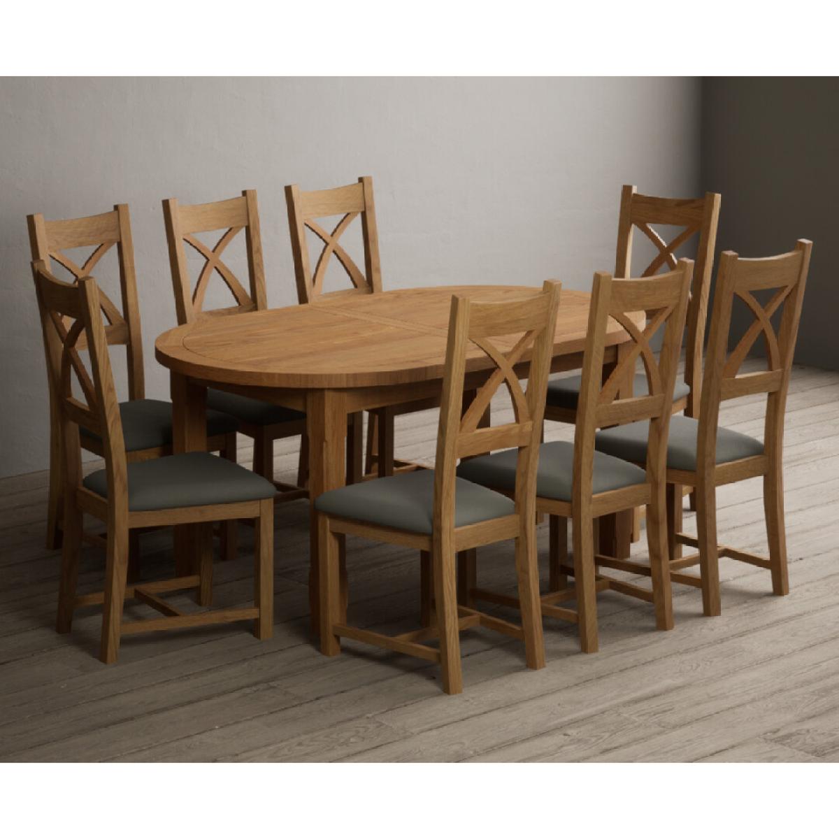 Extending Caversham Oak Oval Dining Table with 10 Black Natural Solid Oak Chairs – image 32