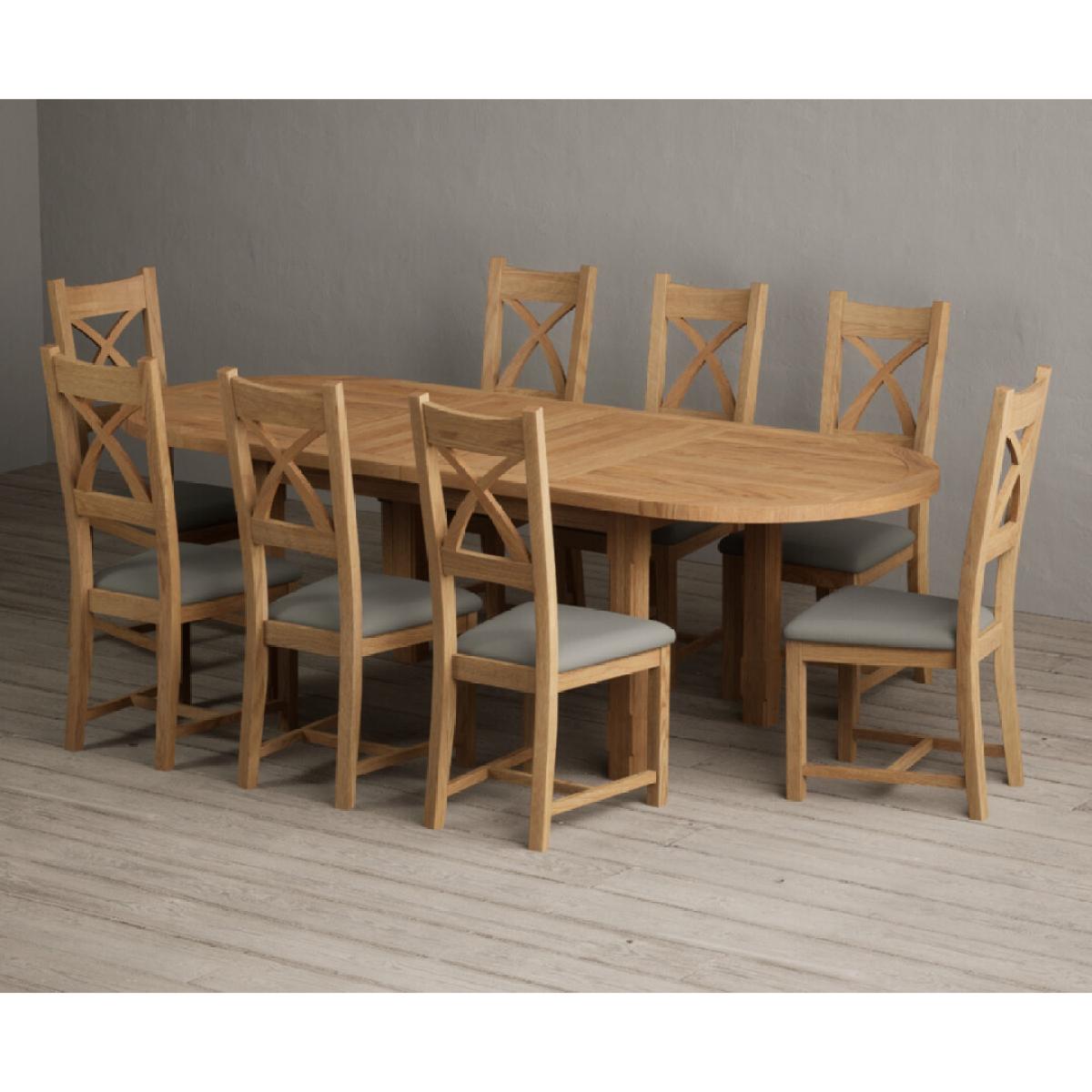 Extending Caversham Oak Oval Dining Table with 10 Black Natural Solid Oak Chairs – image 34