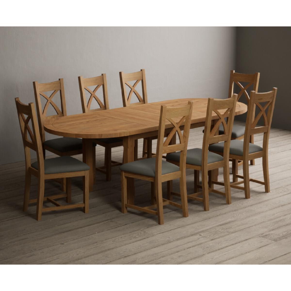 Extending Caversham Oak Oval Dining Table with 10 Black Natural Solid Oak Chairs – image 36