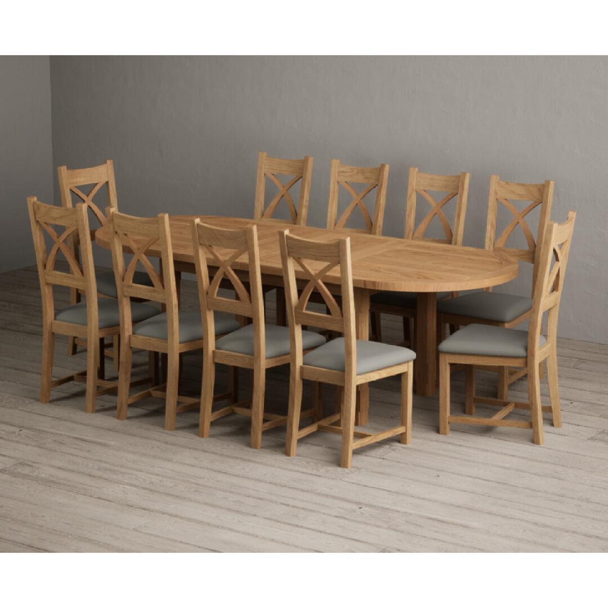 Extending Caversham Oak Oval Dining Table with 10 Black Natural Solid Oak Chairs – image 37