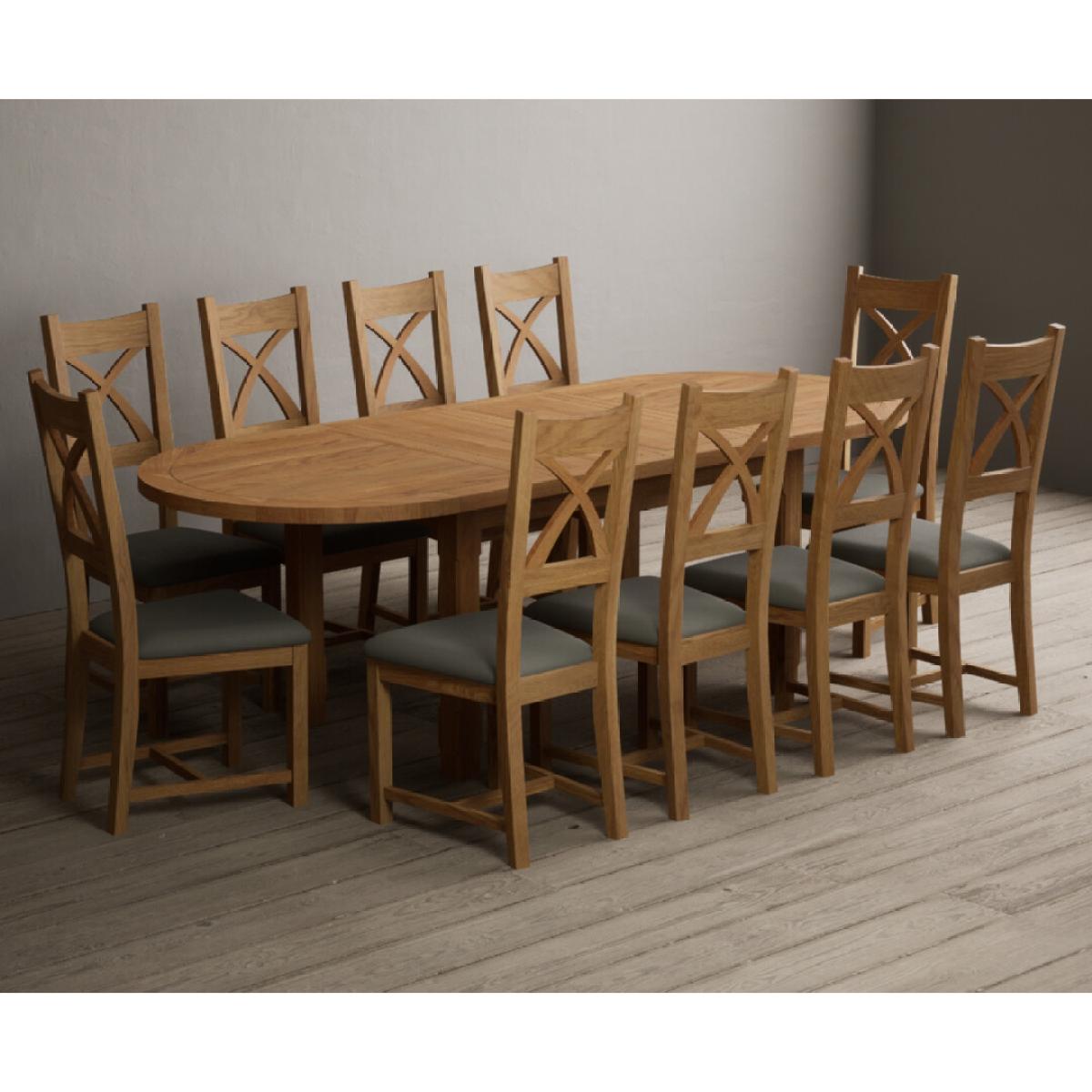 Extending Caversham Oak Oval Dining Table with 10 Black Natural Solid Oak Chairs – image 39
