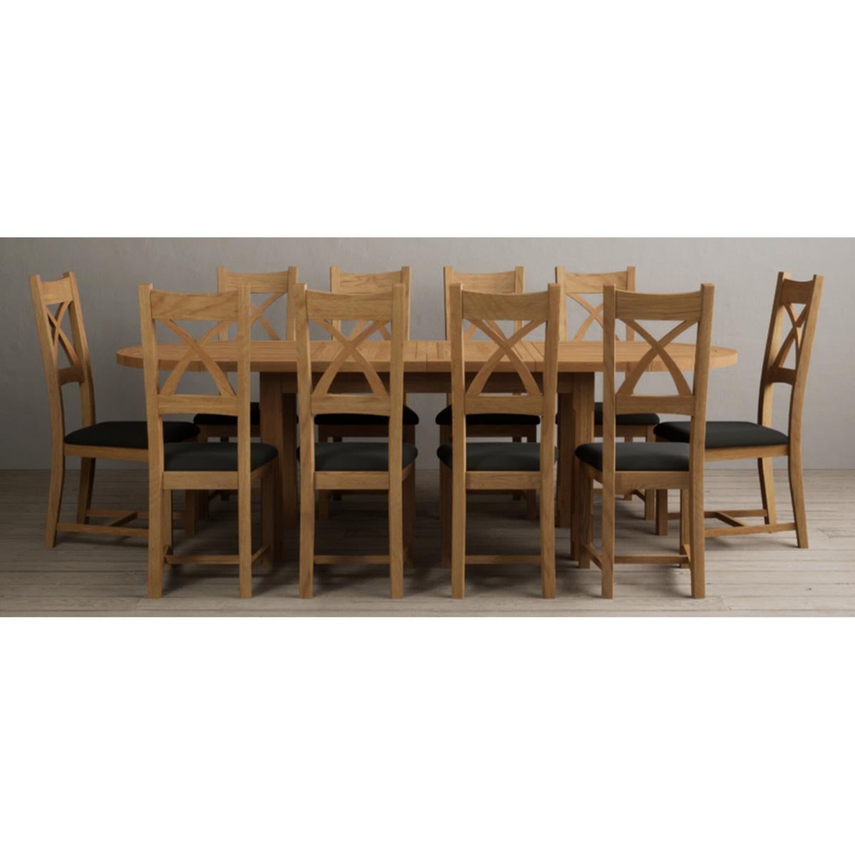 Extending Caversham Oak Oval Dining Table with 10 Black Natural Solid Oak Chairs – image 49