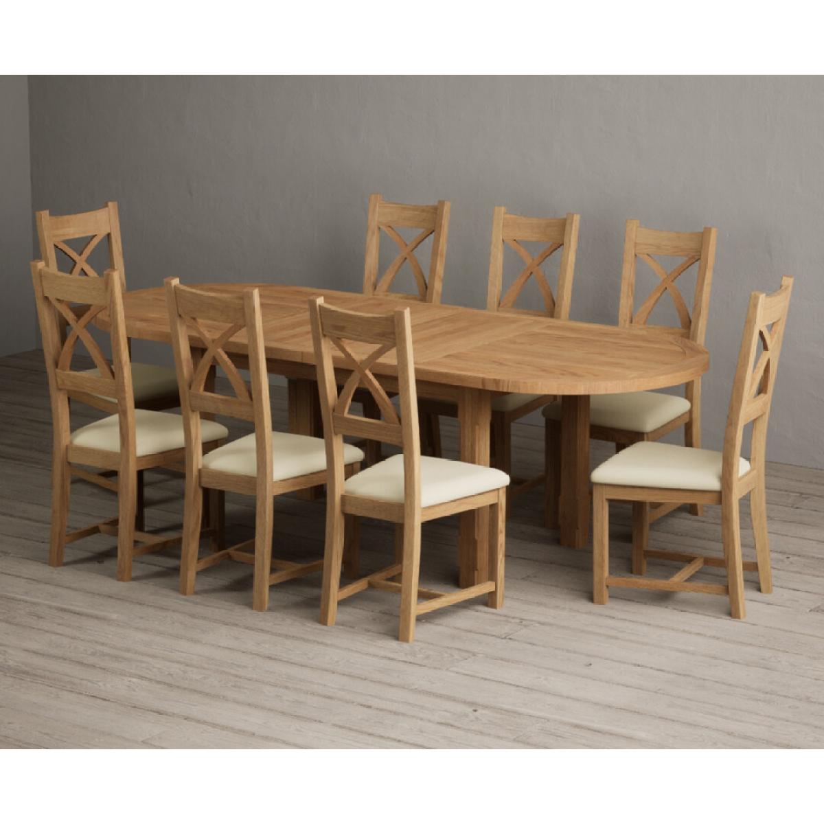 Extending Caversham Oak Oval Dining Table with 10 Black Natural Solid Oak Chairs – image 7