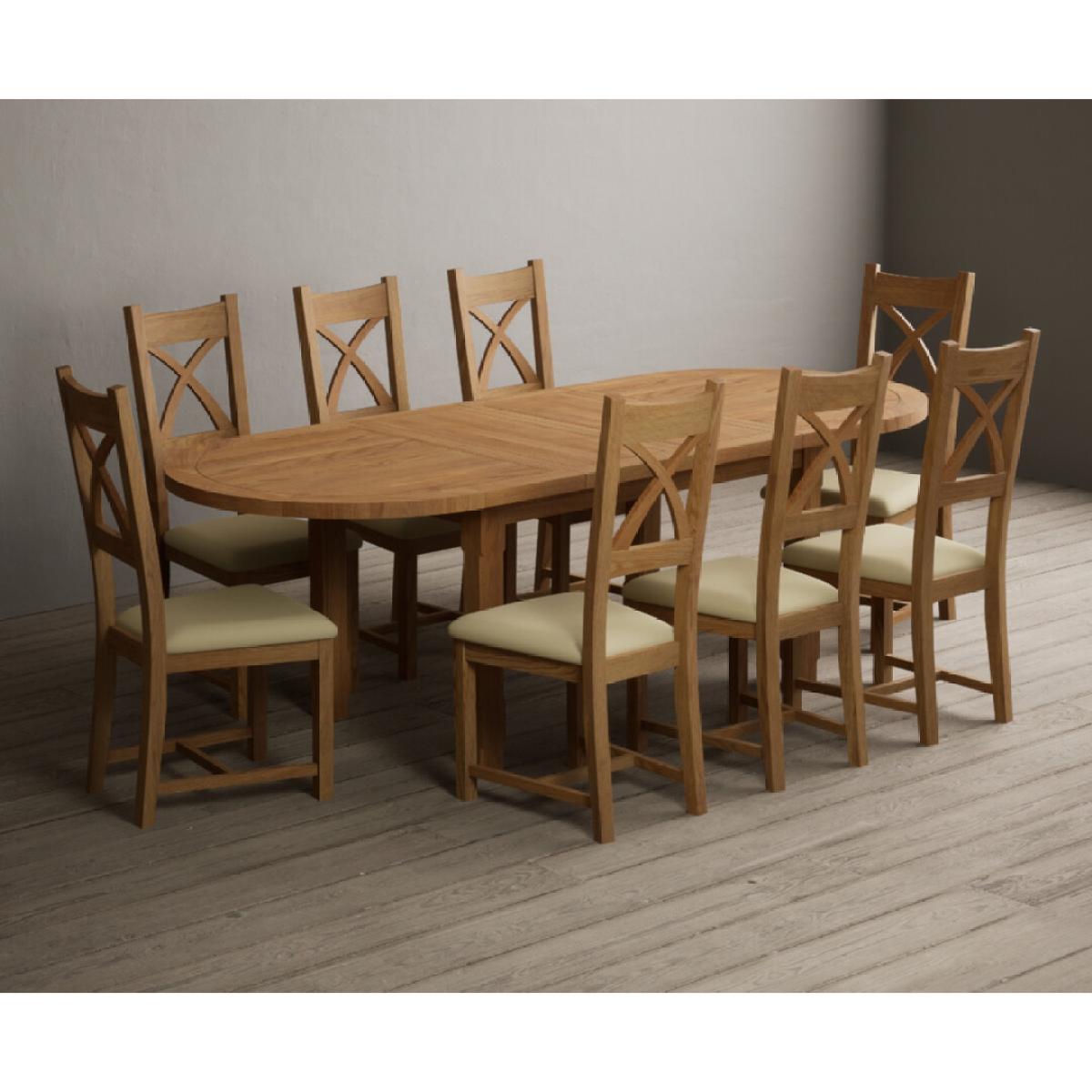 Extending Caversham Oak Oval Dining Table with 10 Black Natural Solid Oak Chairs – image 9