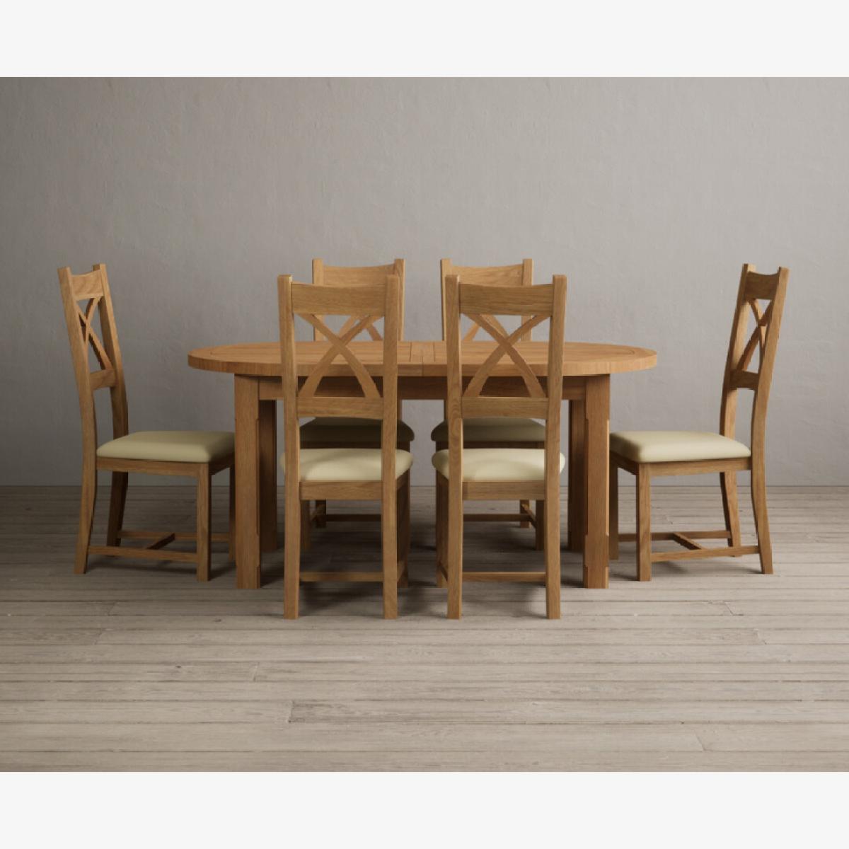 Extending Caversham Oak Oval Dining Table with 10 Black Natural Solid Oak Chairs – image 1
